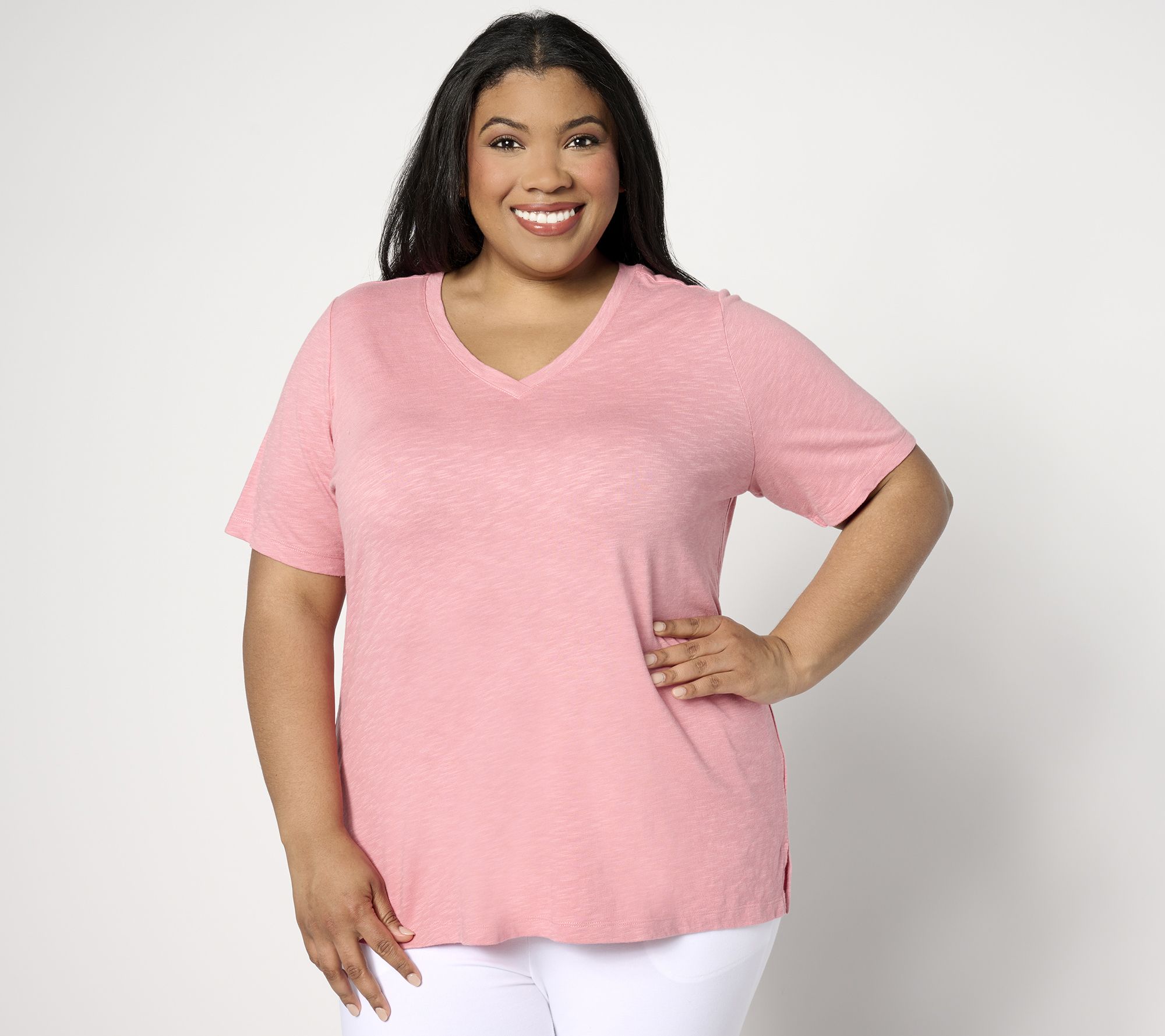 Denim & Co. Naturals Linen Blend Crossover V-Neck Top