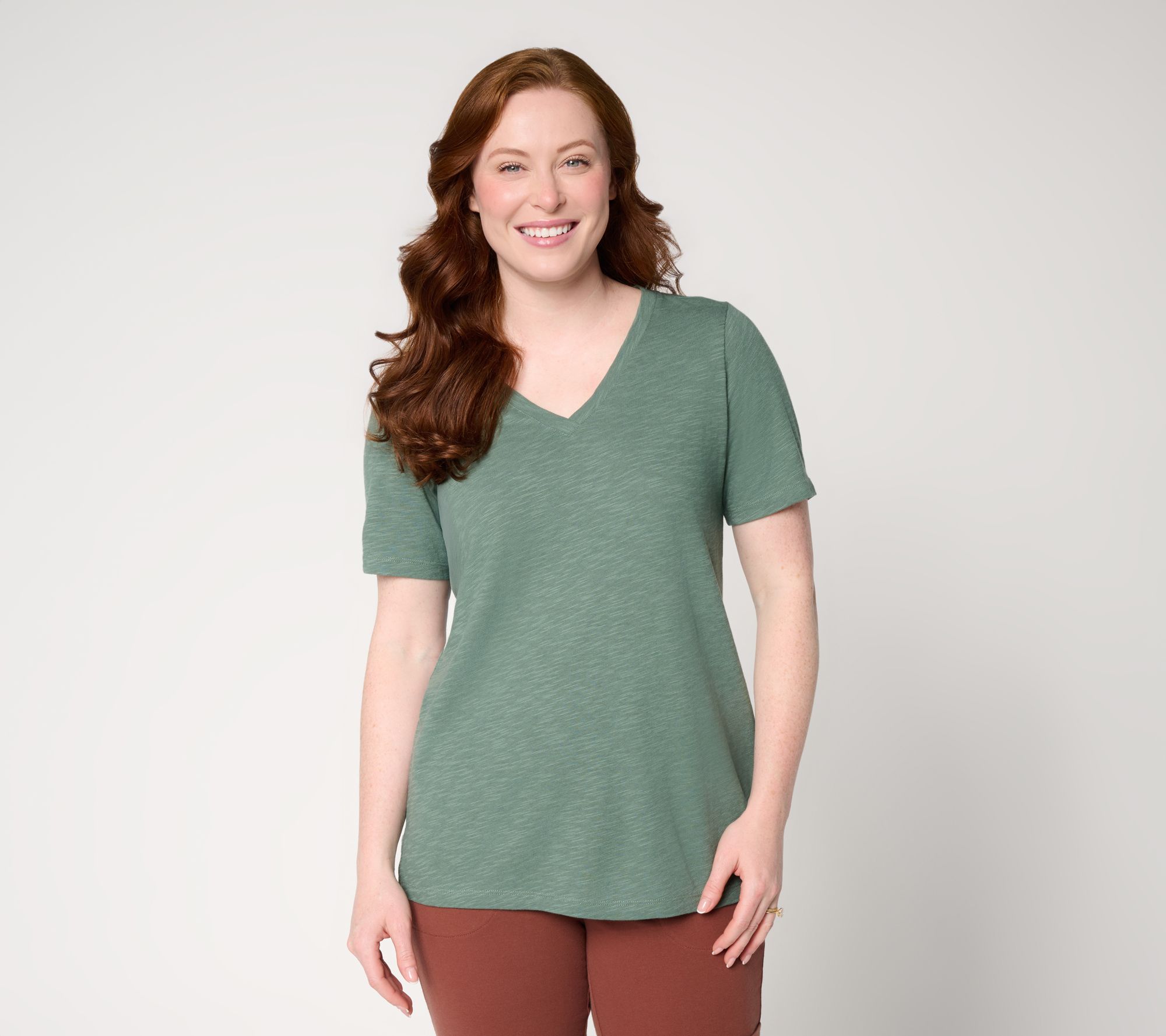 Denim & Co. Naturals Linen Blend Crossover V-Neck Top