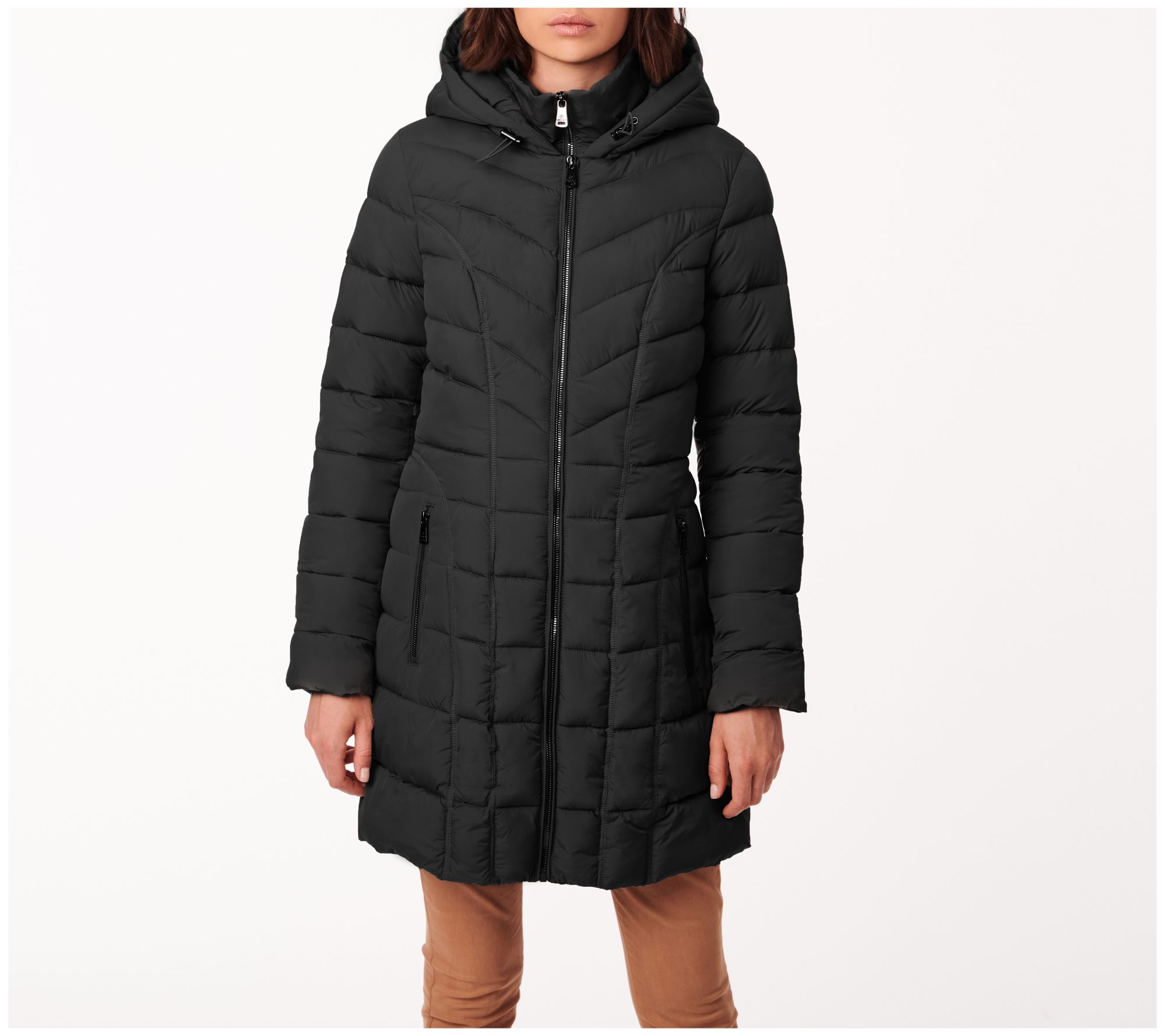 Bernardo Quilted Seamed Walker Jacket