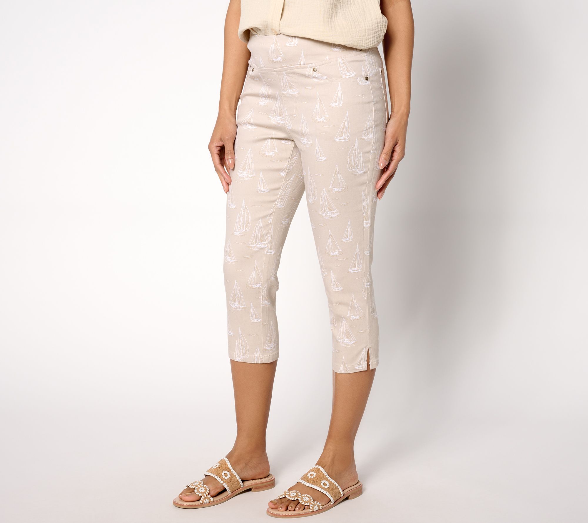 Belle by Kim Gravel Regular TripleLuxe Twill Come Sail Away Capri Pant