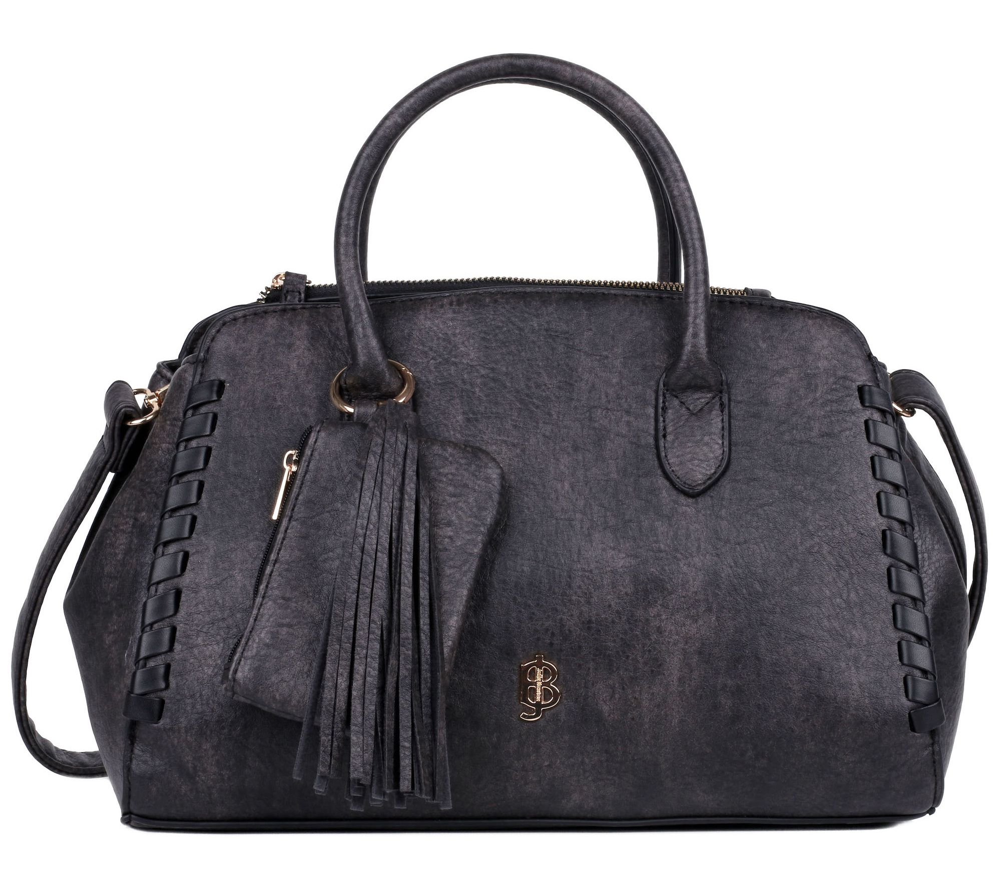 Julia Buxton Whip Stitch Vegan Leather Satchel