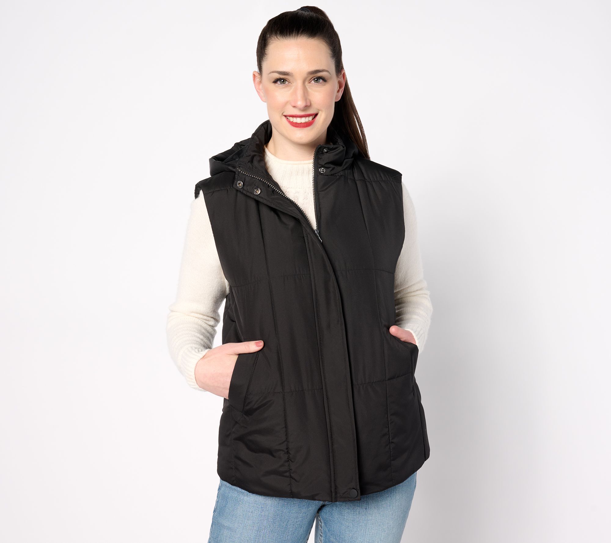 "As Is" Susan Graver Weekend Printed or Solid Woven Quilted Vest