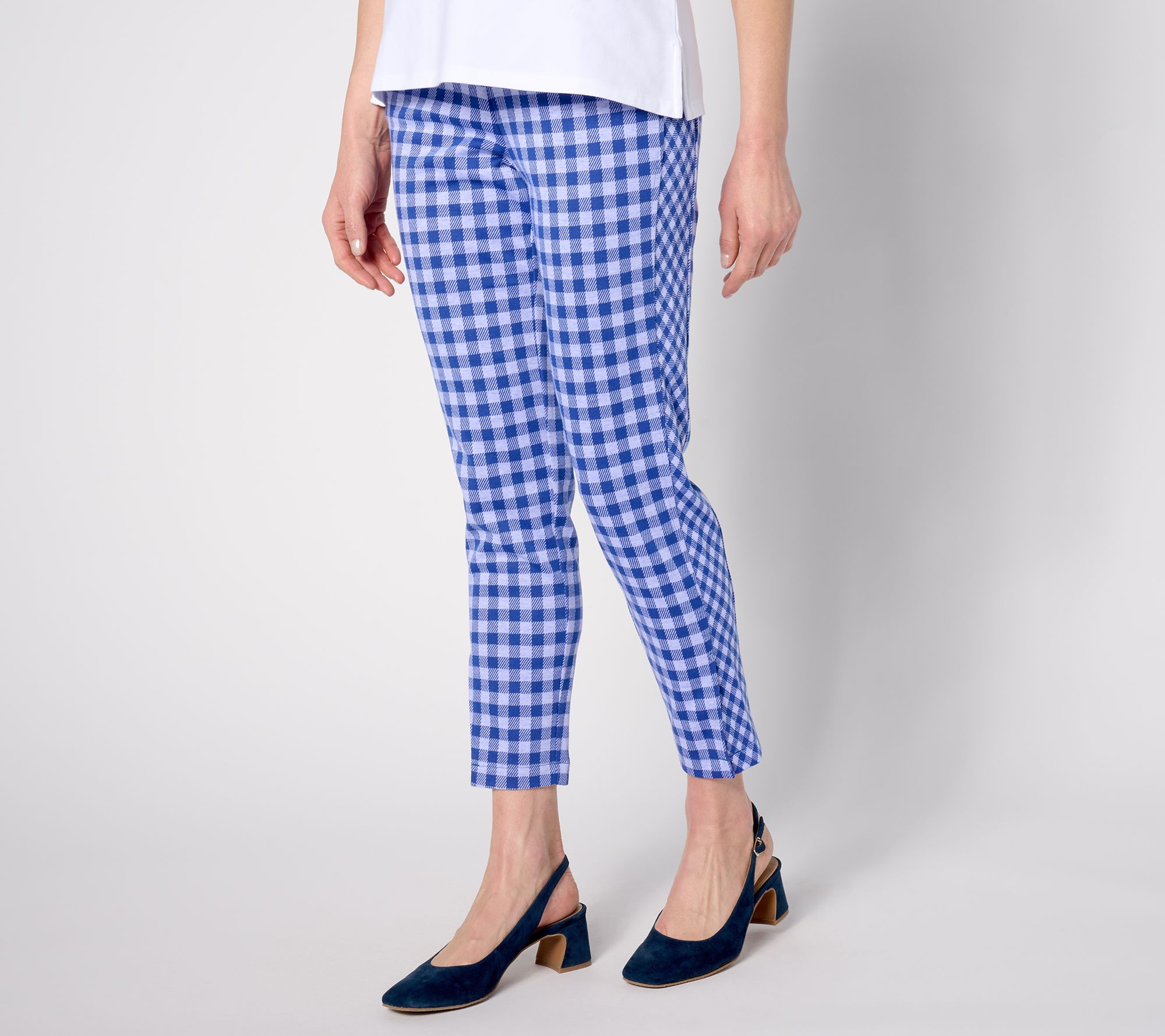"As Is" Isaac Mizrahi Live! Regular Gingham Pattern Ankle Pants