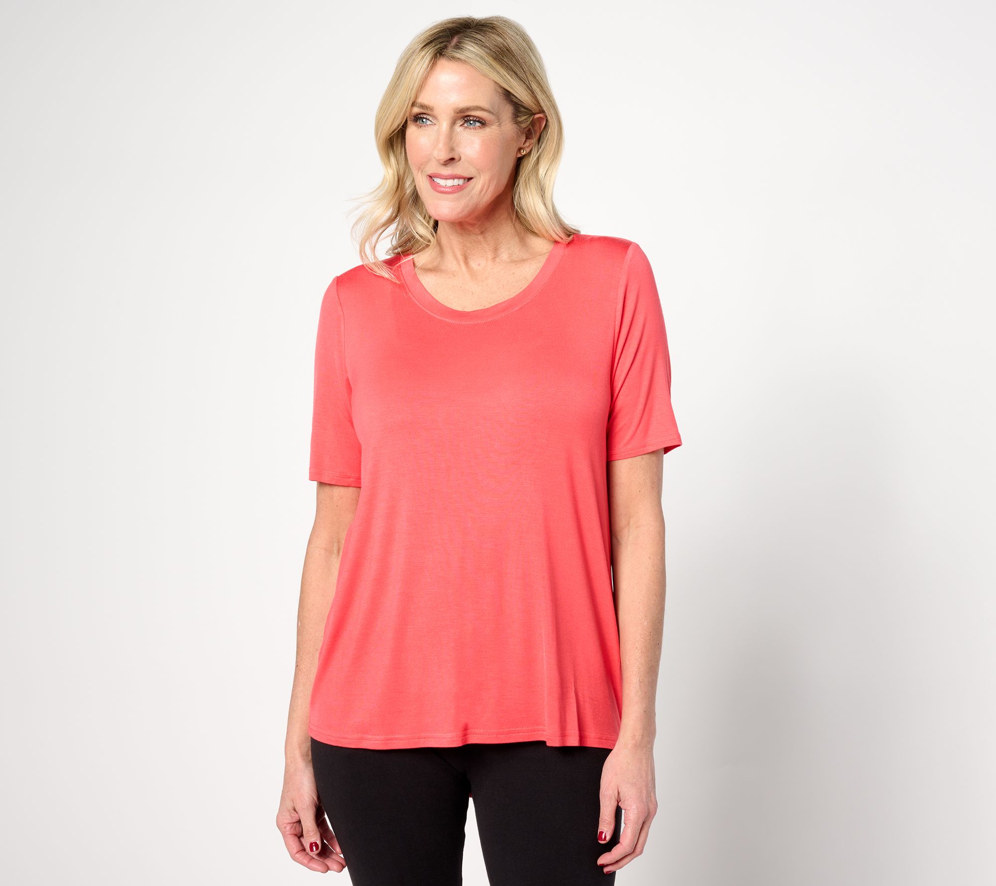 "As Is" zuda Scoop Neck Short Sleeve Top with Keyhole Back