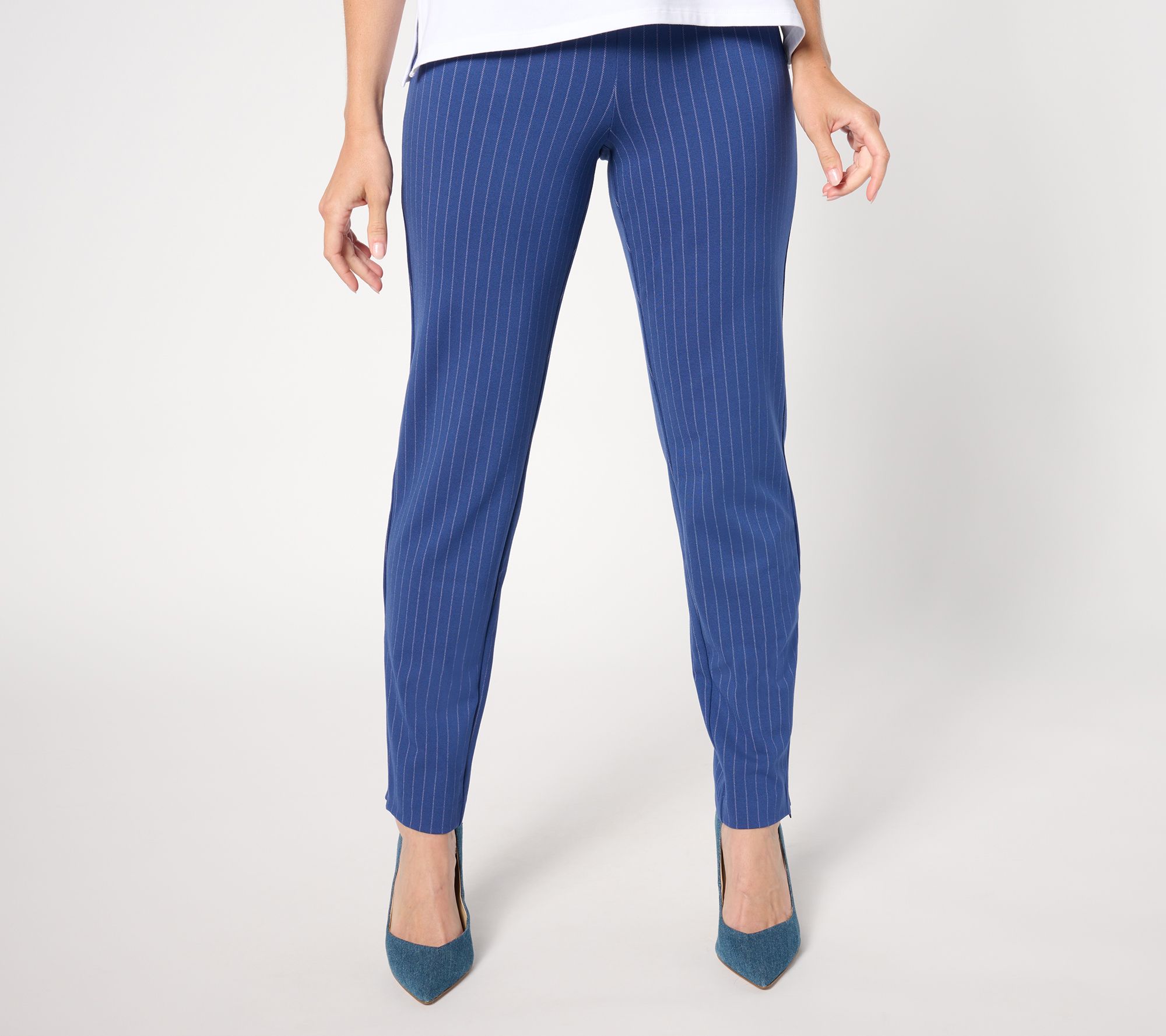 Isaac Mizrahi Live! Tall Yarn Dye Stripe Full Length Pants
