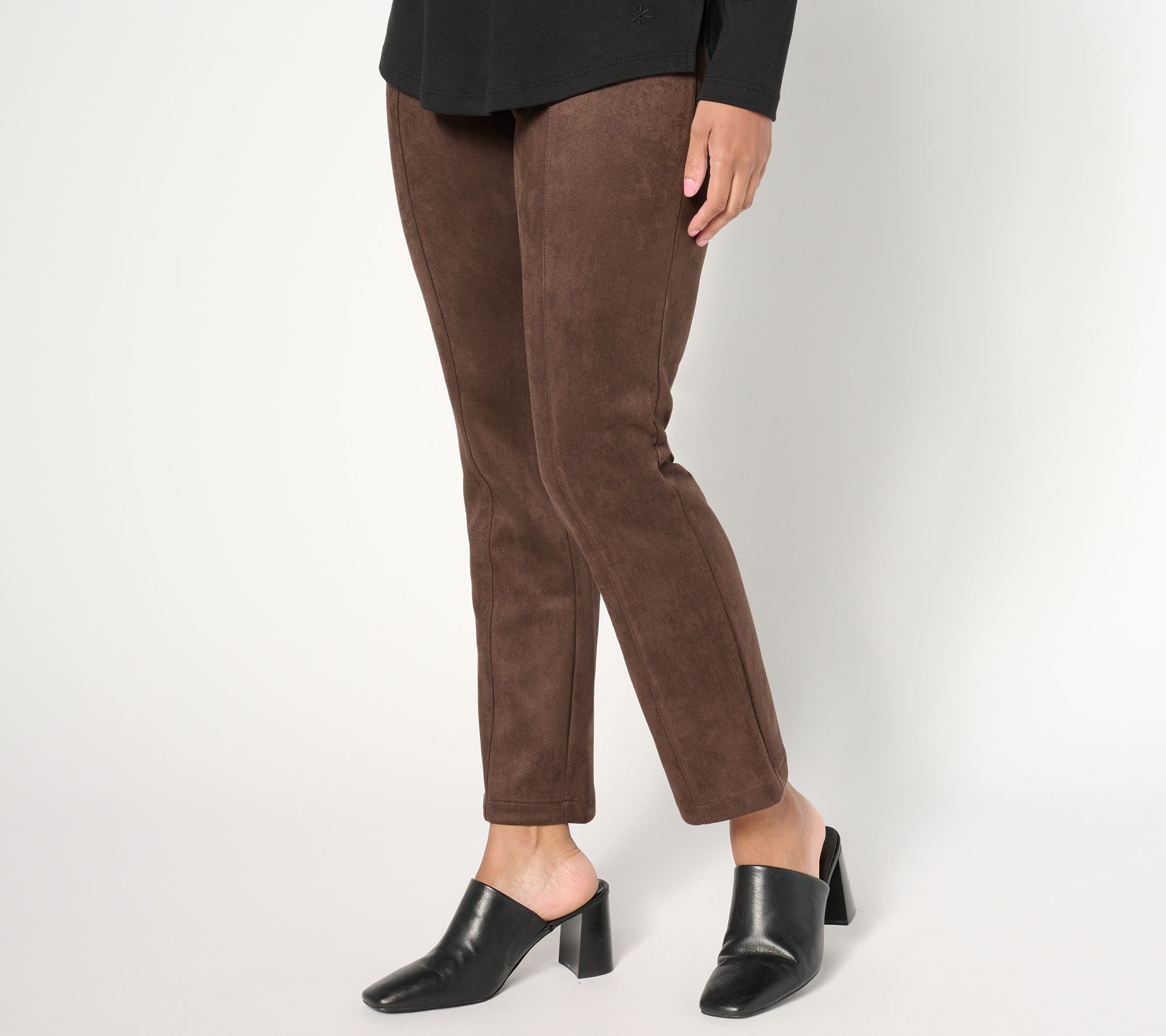 Denim & Co. Heritage Petite Faux Suede Slim Straight Pant