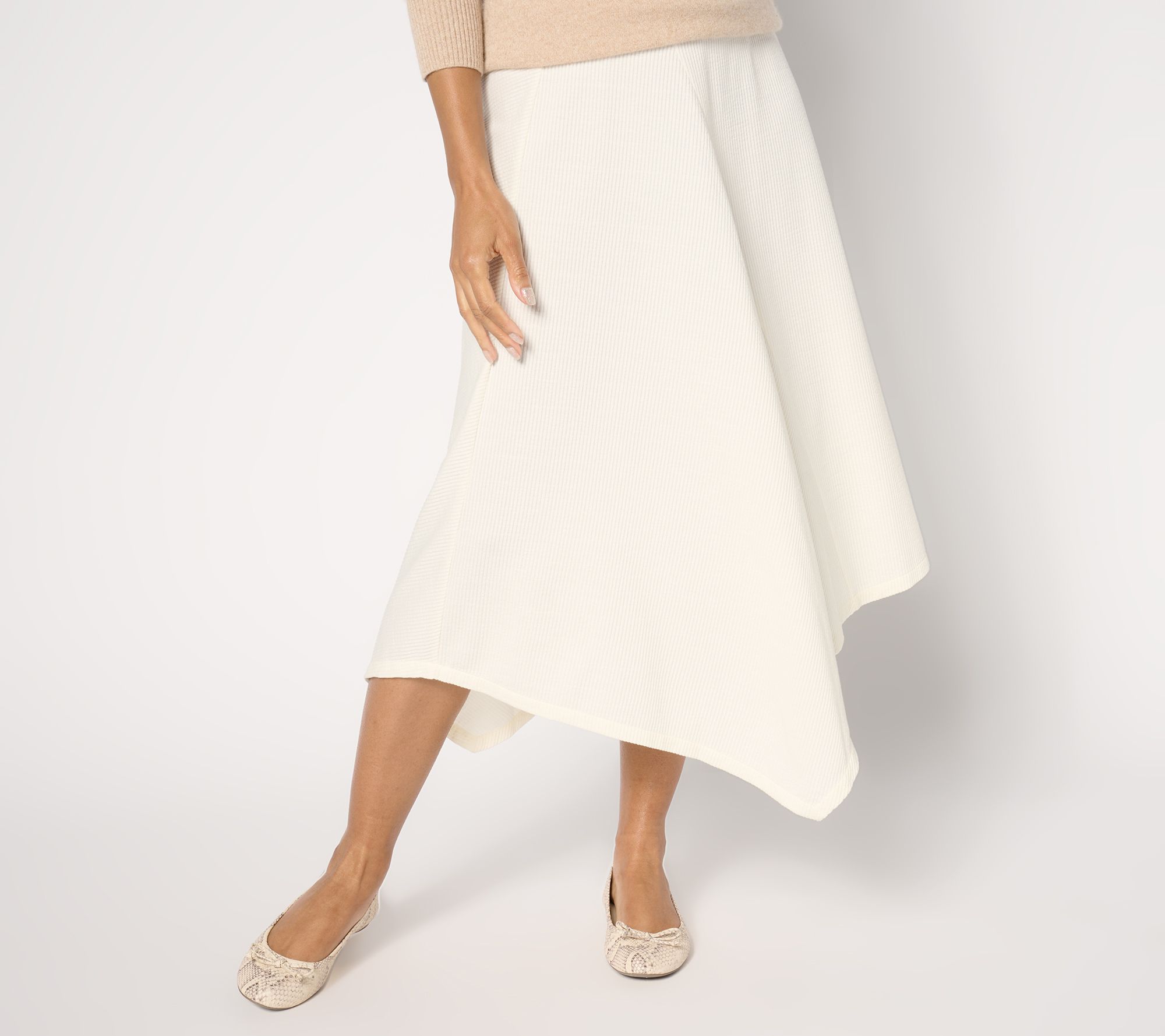 BEAUTIFUL by Lawrence Zarian Regular Asymmetric Rib Knit Skirt