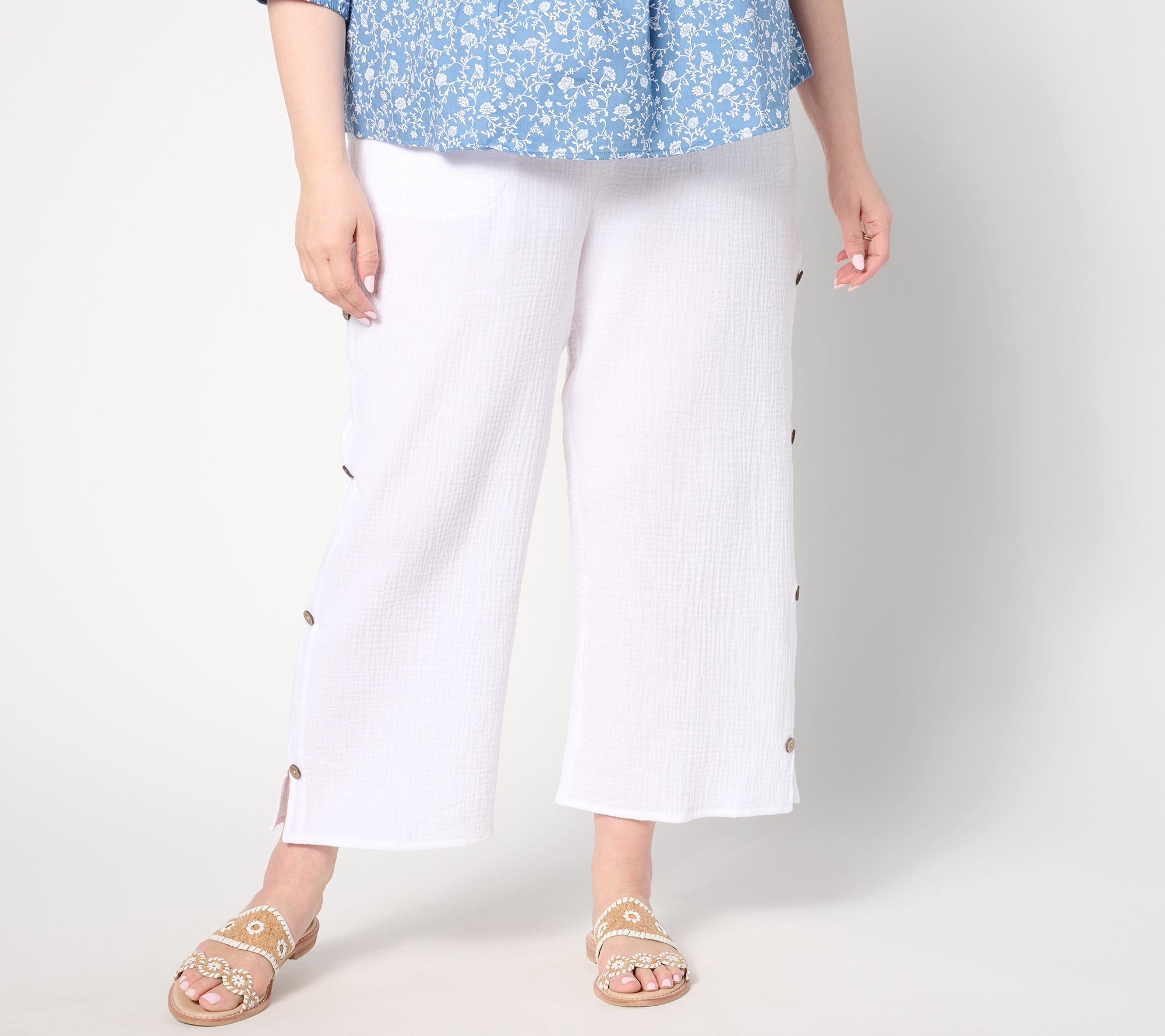"As Is" Denim & Co. By the Beach Regular Gauze Crop Pant