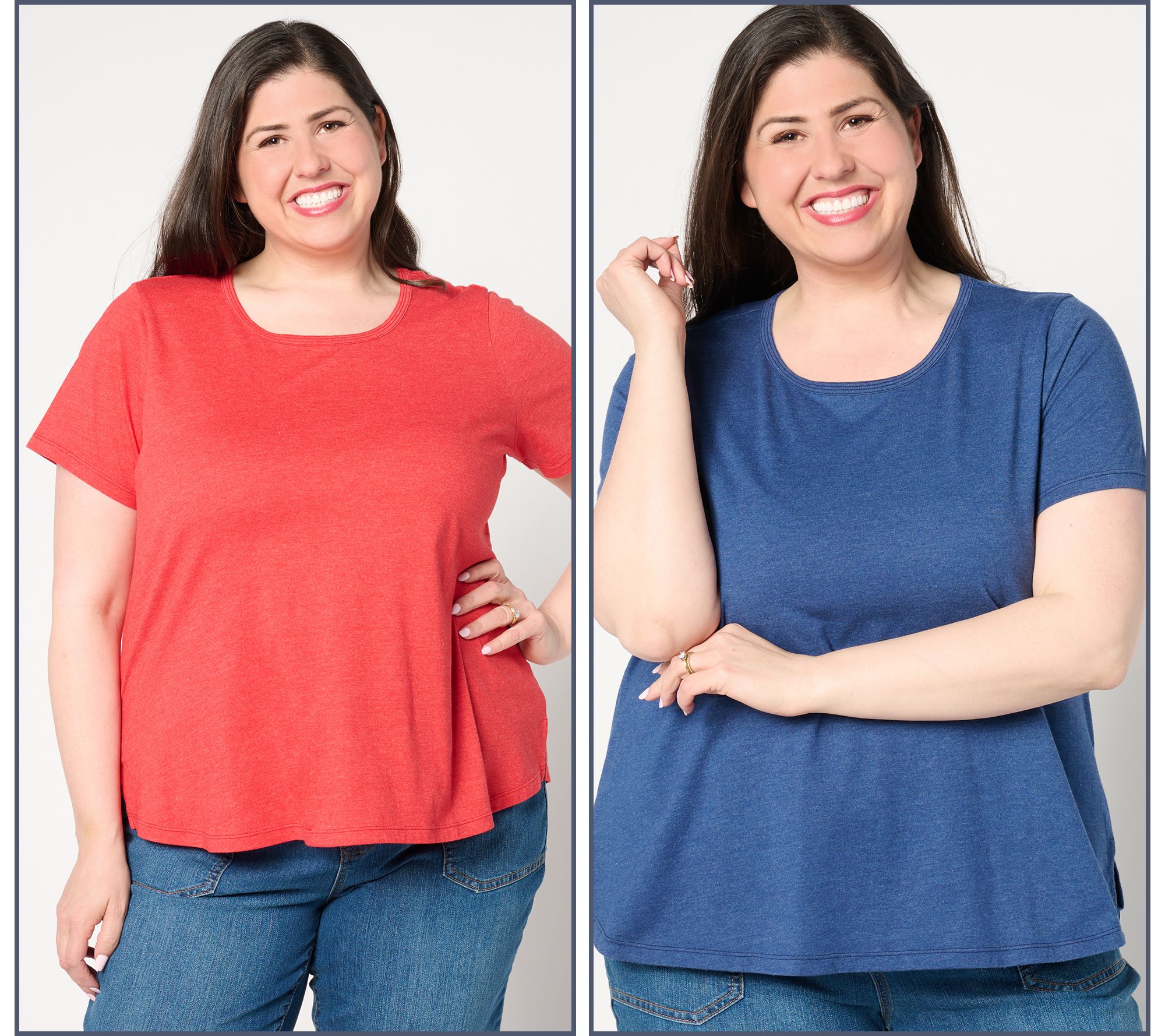 "As Is" LOGO by Lori Goldstein 2-Pack Crew Neck Antique Wash Tees