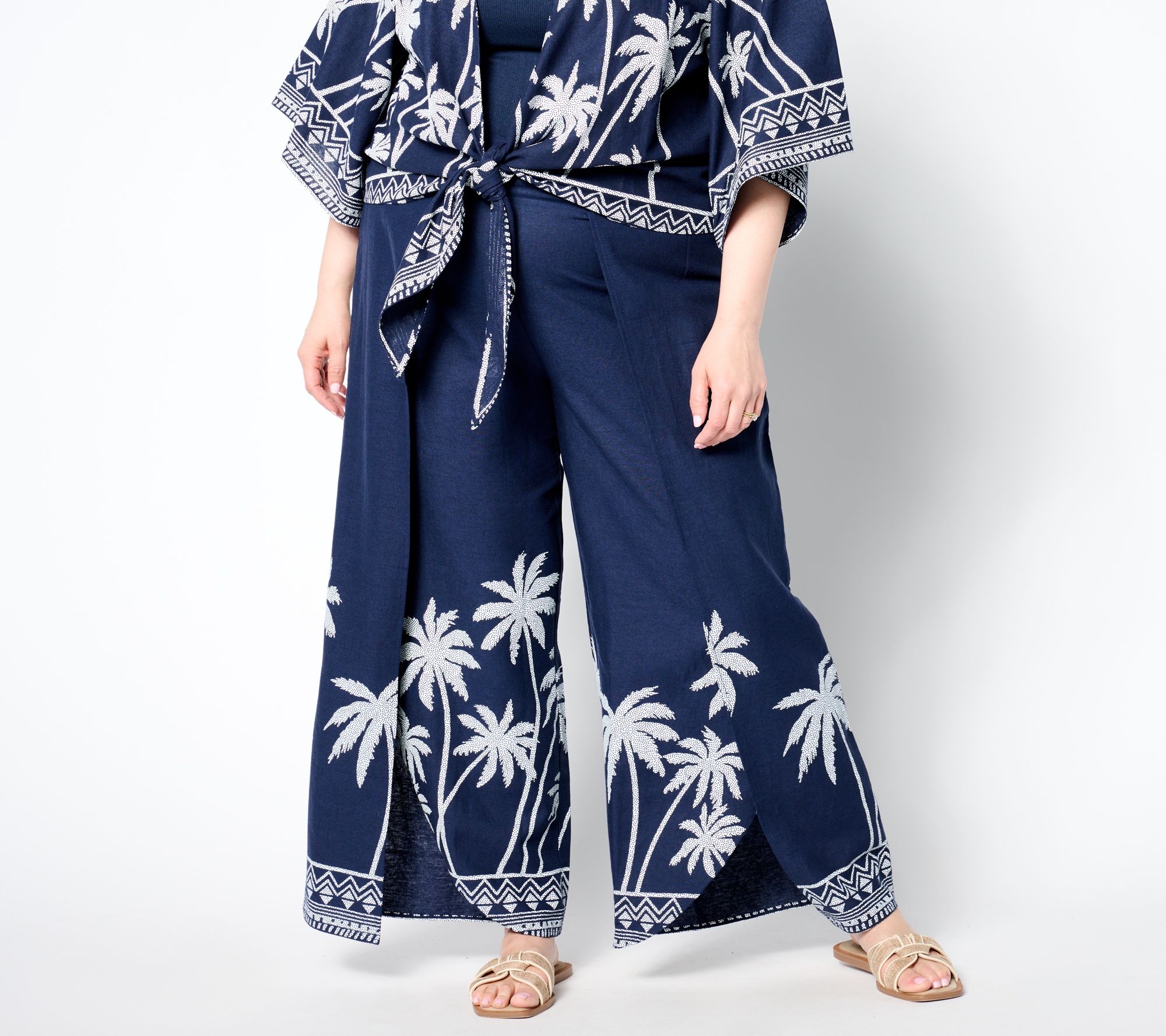 "As Is" Bellisima by Kim Gravel Reg Boutique Palm Wrap Ankle Pant