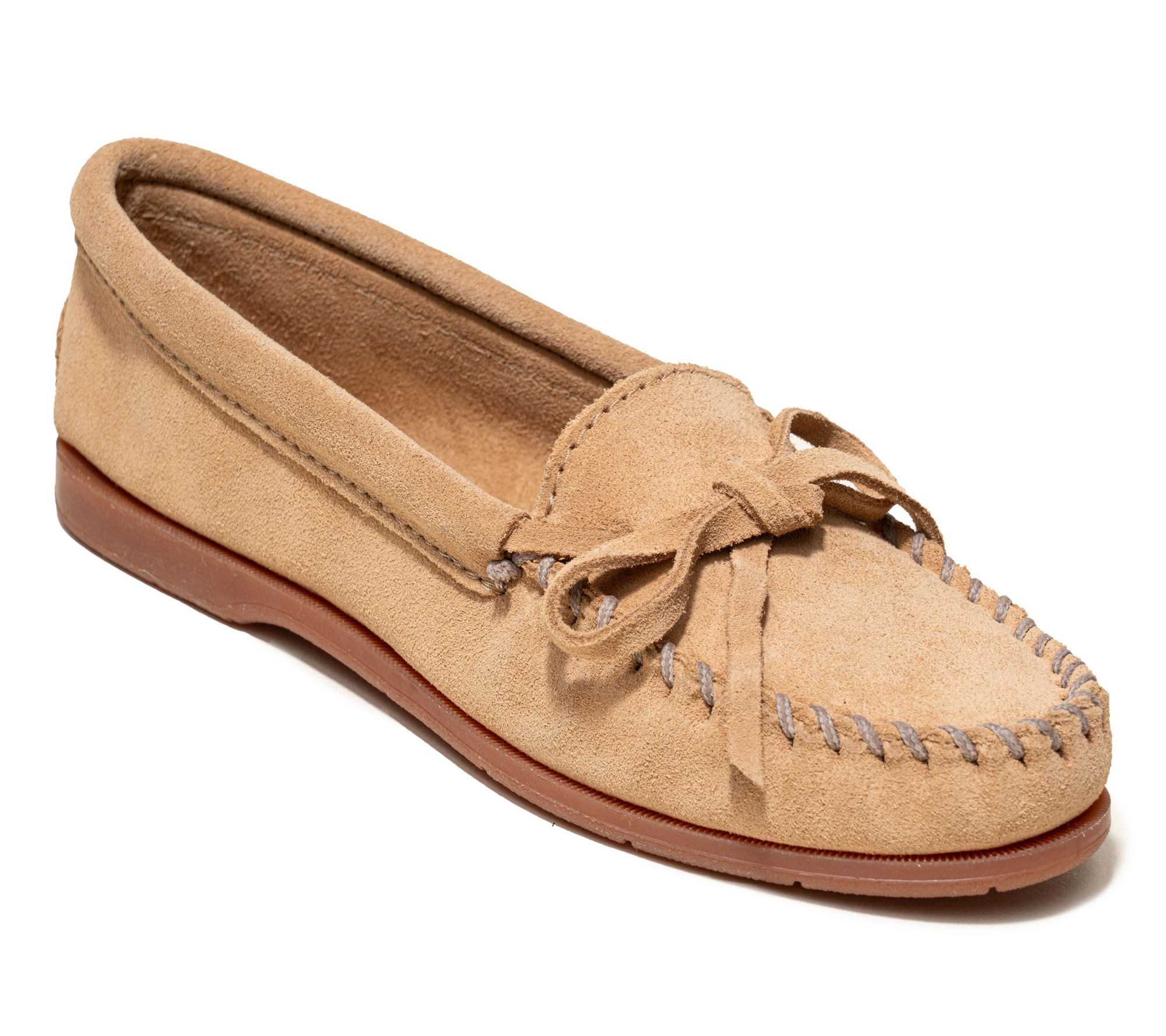 Minnetonka Women's Tie Slip On Suede Moccasin