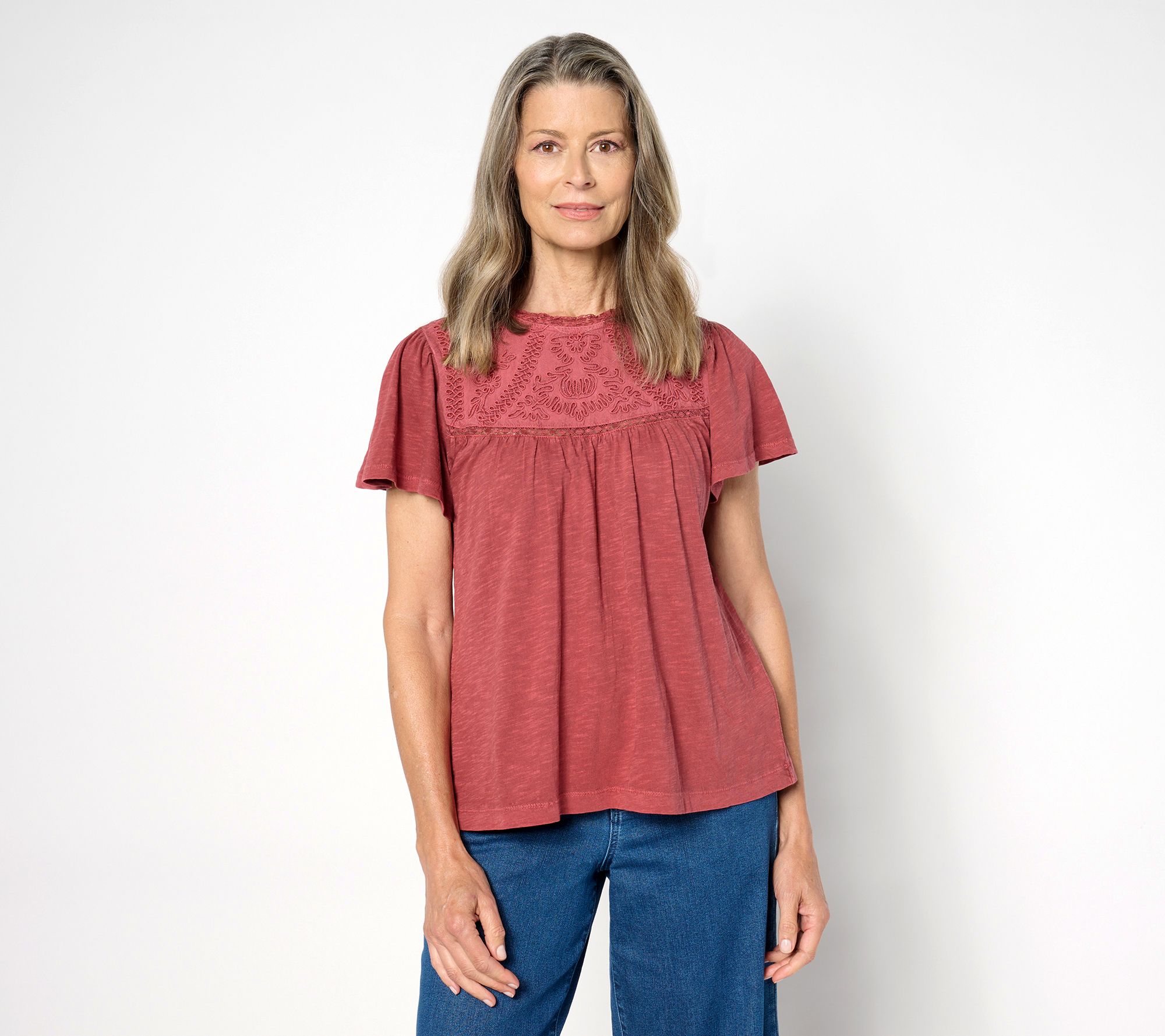 "As Is" Me by Jennie Garth Guinevere Embroidered Top