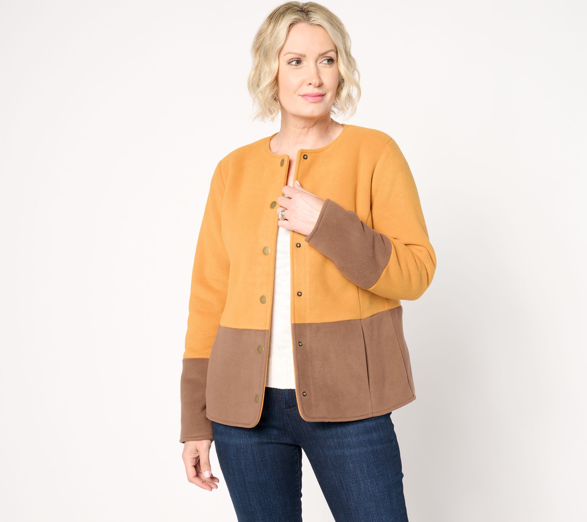 "As Is" Susan Graver Fleece Snap Front Jacket