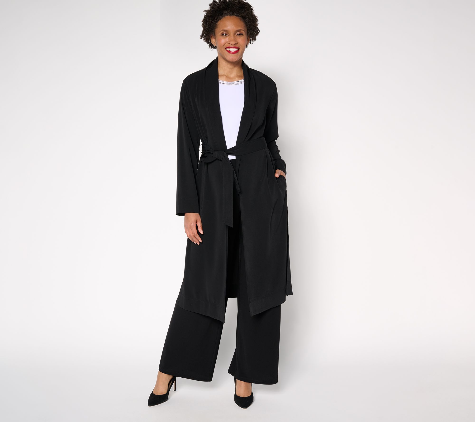 Dennis Basso Regular Soft Wash Woven Topper with Self Belt