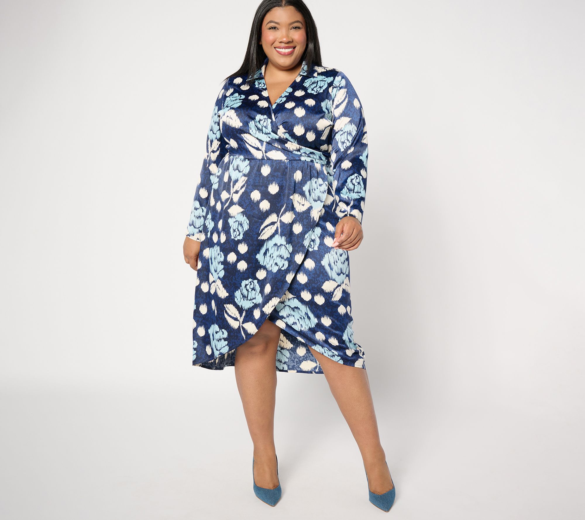 "As Is" BEAUTIFUL by Lawrence Zarian Pet Printed Wrap Midi Dress
