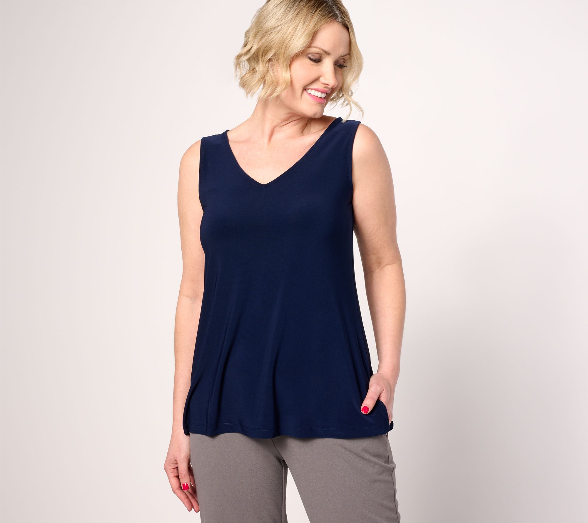 Dennis Basso Italia Knit V-Neck Tank Top