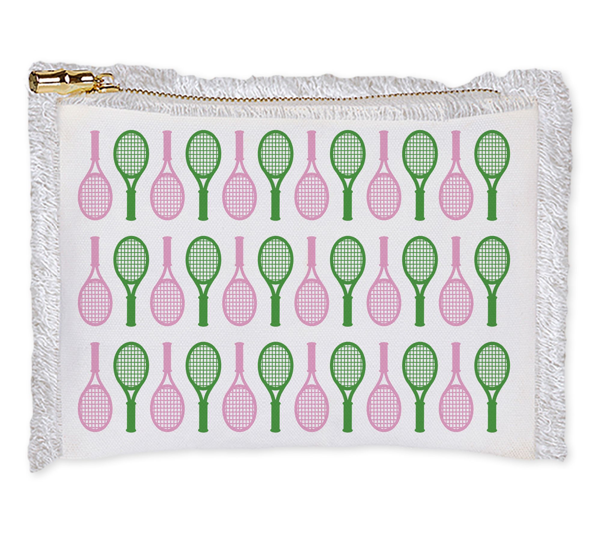 By The Edit Court Cutie Zippered Cosmetic Bag with Fringe Trim