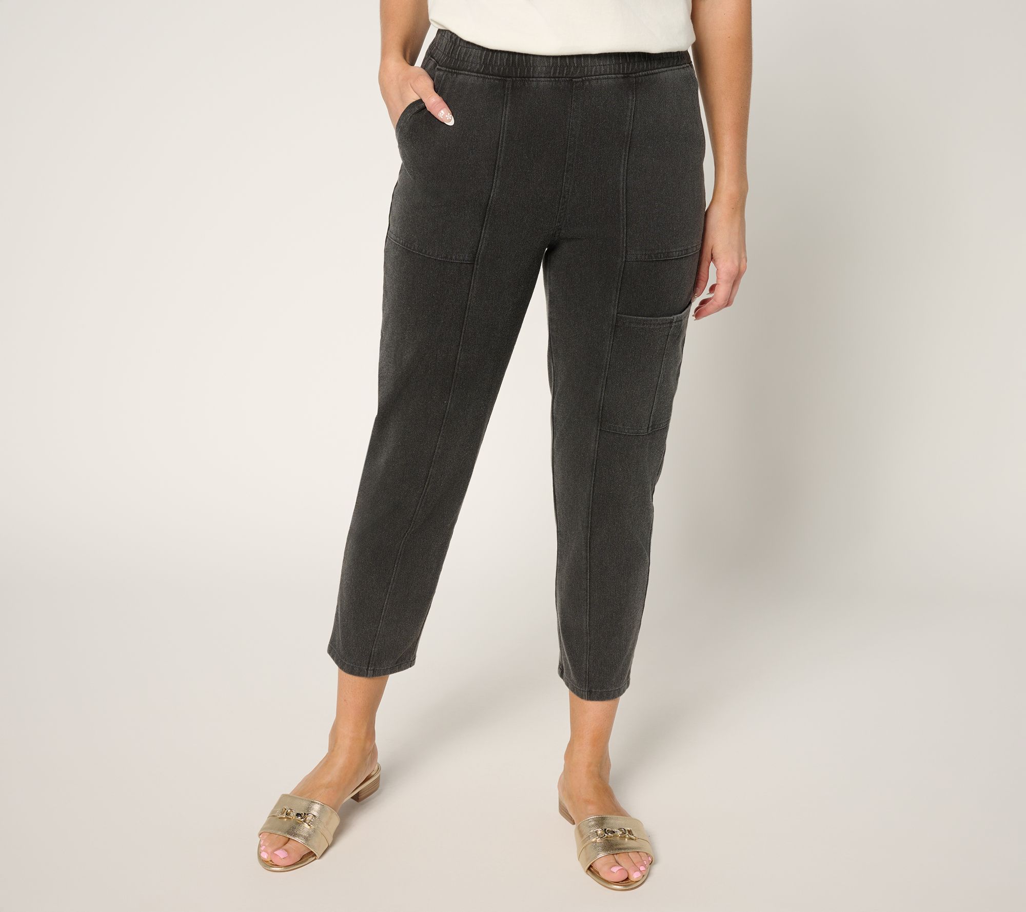 Denim & Co. Tall Comfy Knit Air Tapered Cargo Crop Pant
