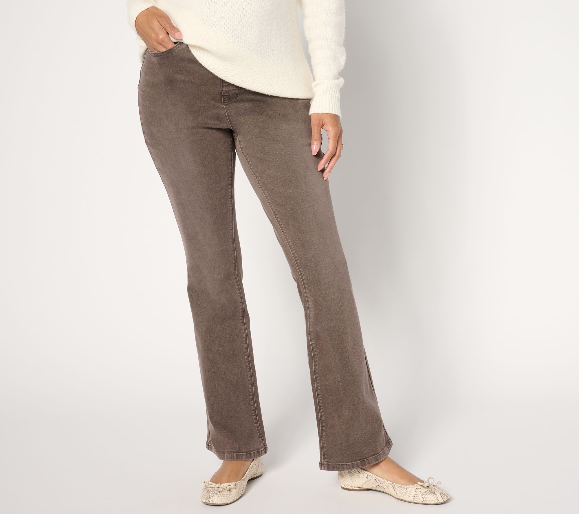 "As Is" Isaac Mizrahi Live! Regular True Denim Color Flare Jeans