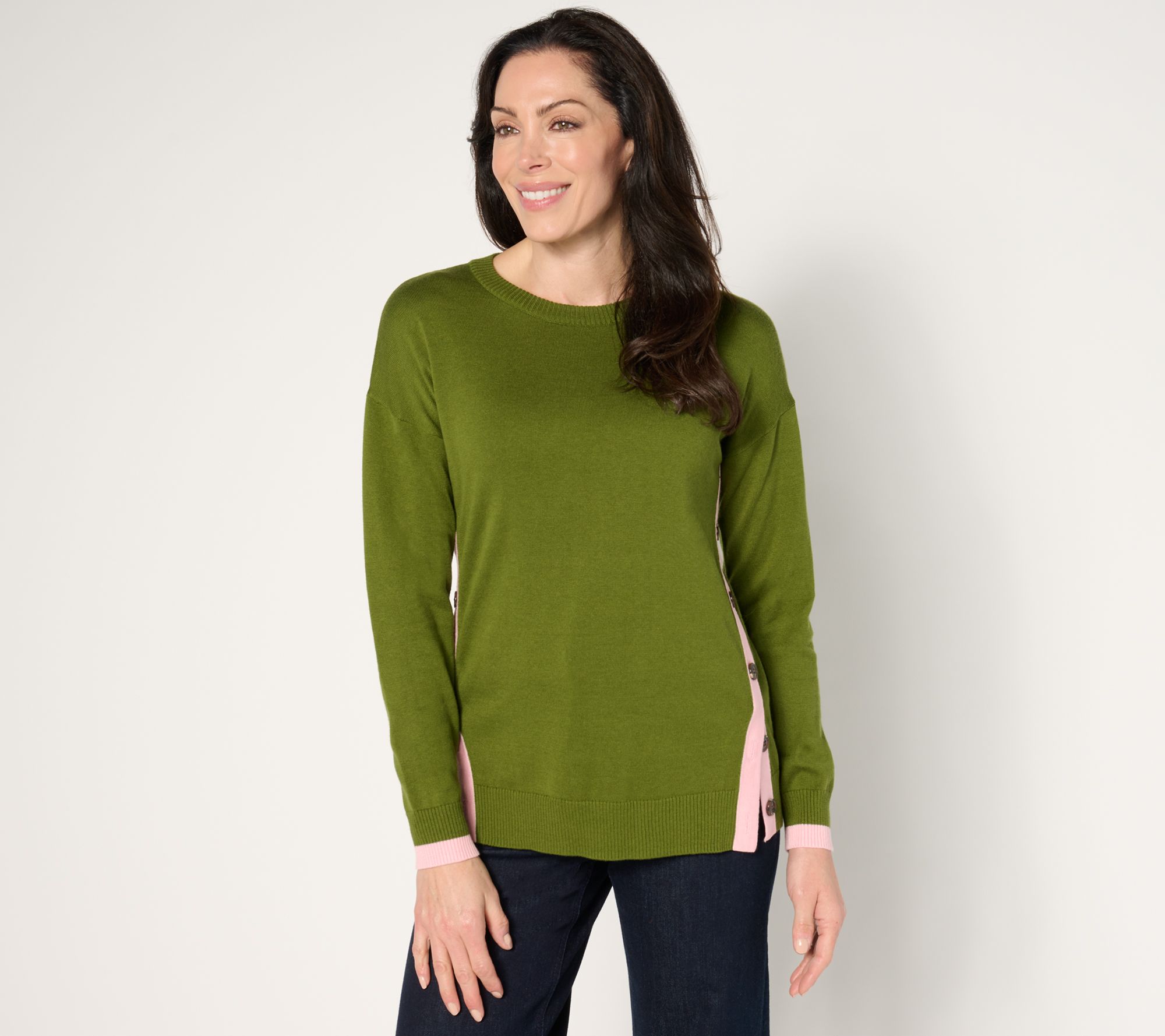 "As Is" Belle by Kim Gravel Bright Side Horn Button Sweater