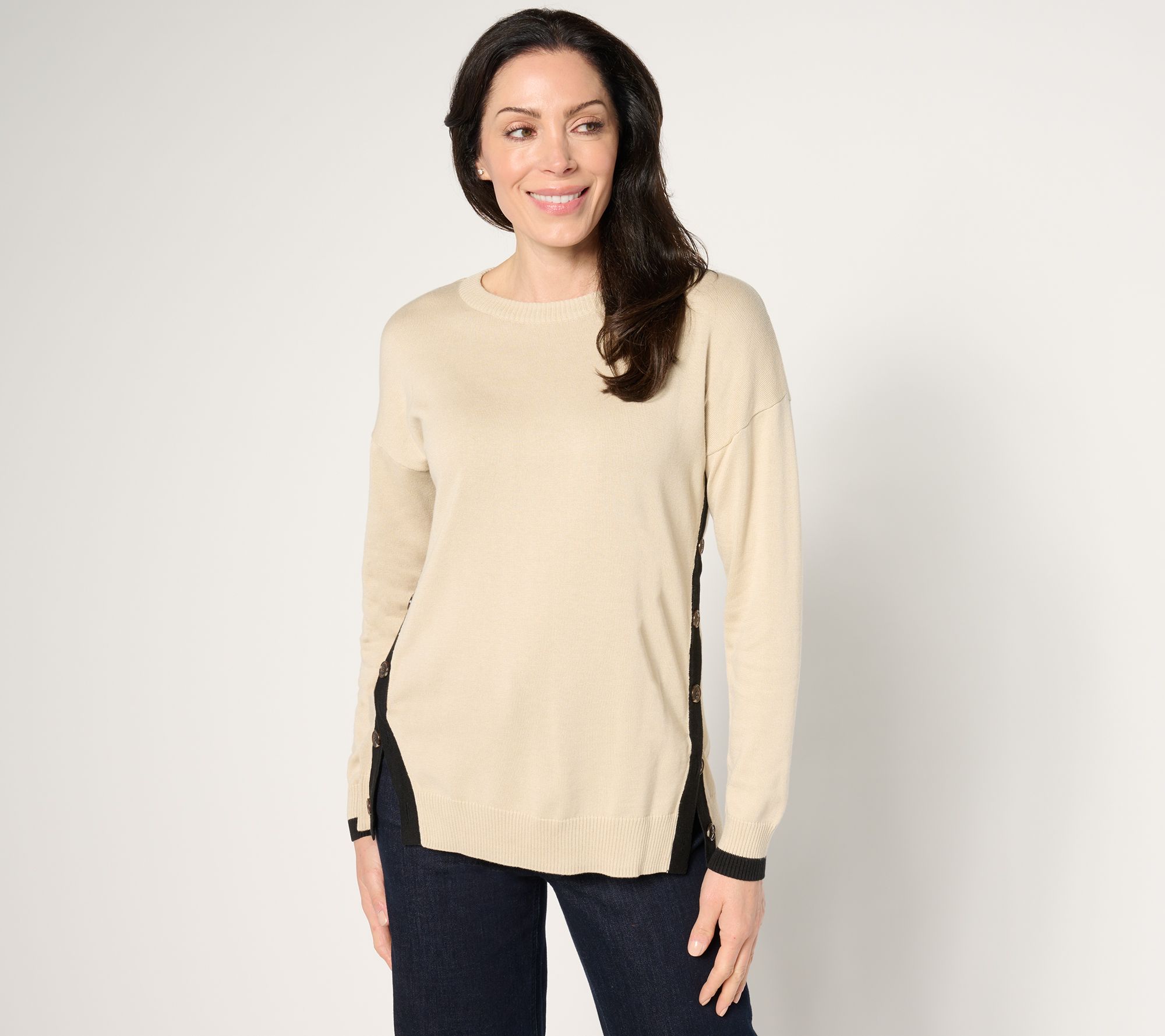 "As Is" Belle by Kim Gravel Bright Side Horn Button Sweater