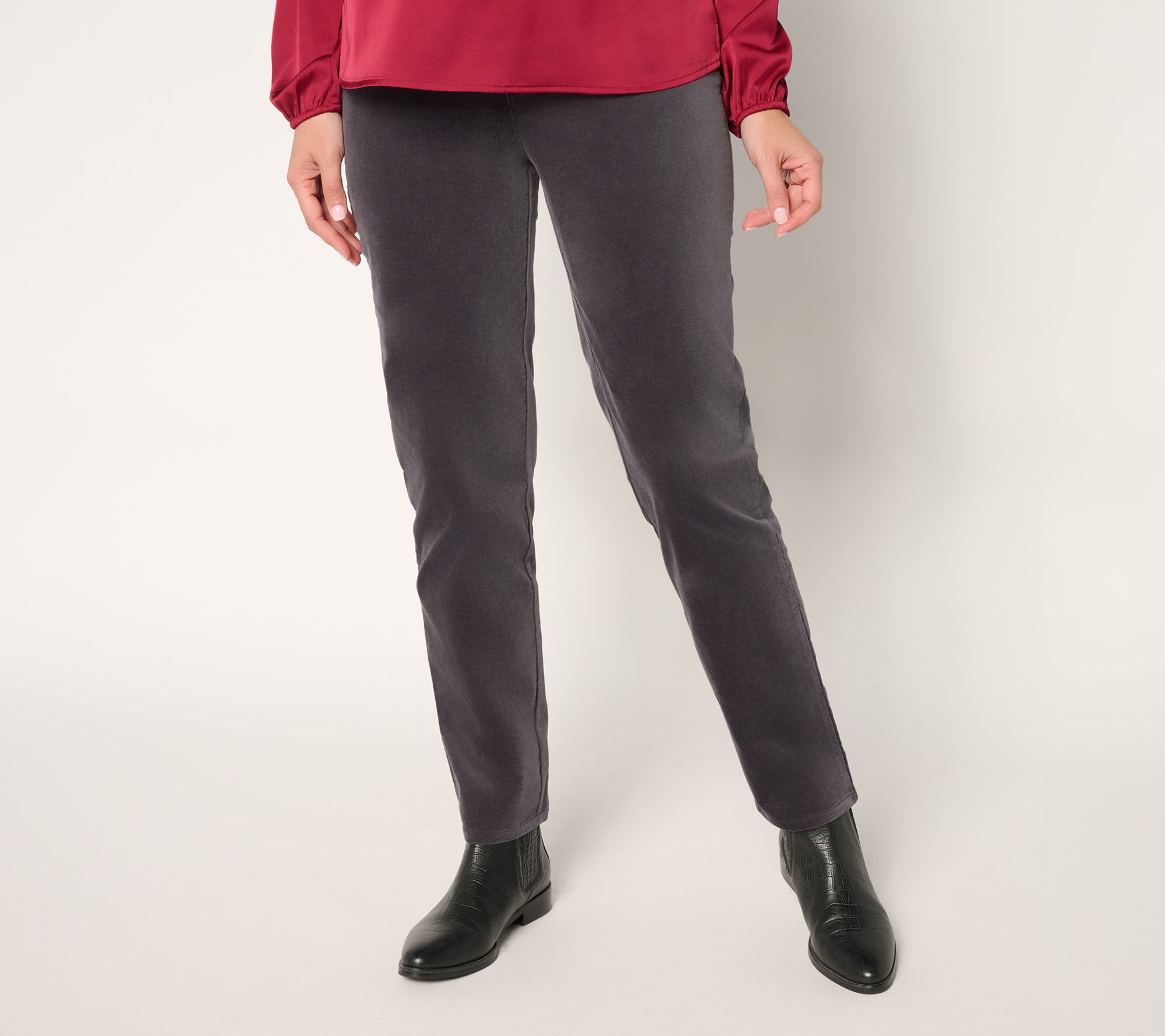 Denim & Co. Tall Stretch Velveteen Straight Leg Pant
