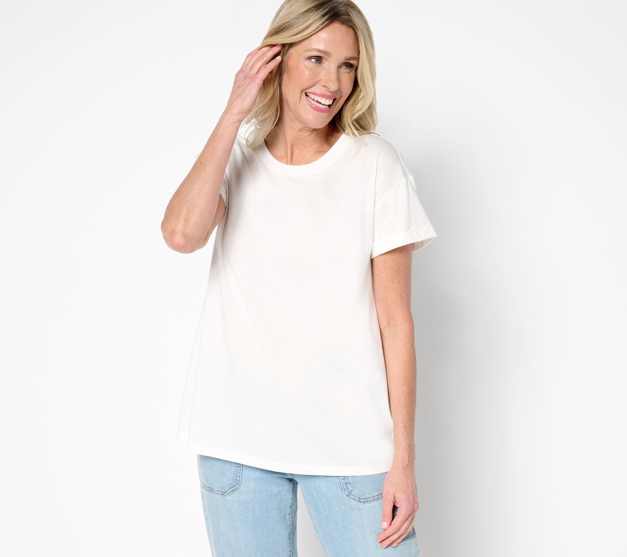 "As Is" LOGO Principles by Lori Goldstein Knit Tee with Cuff Sleeve
