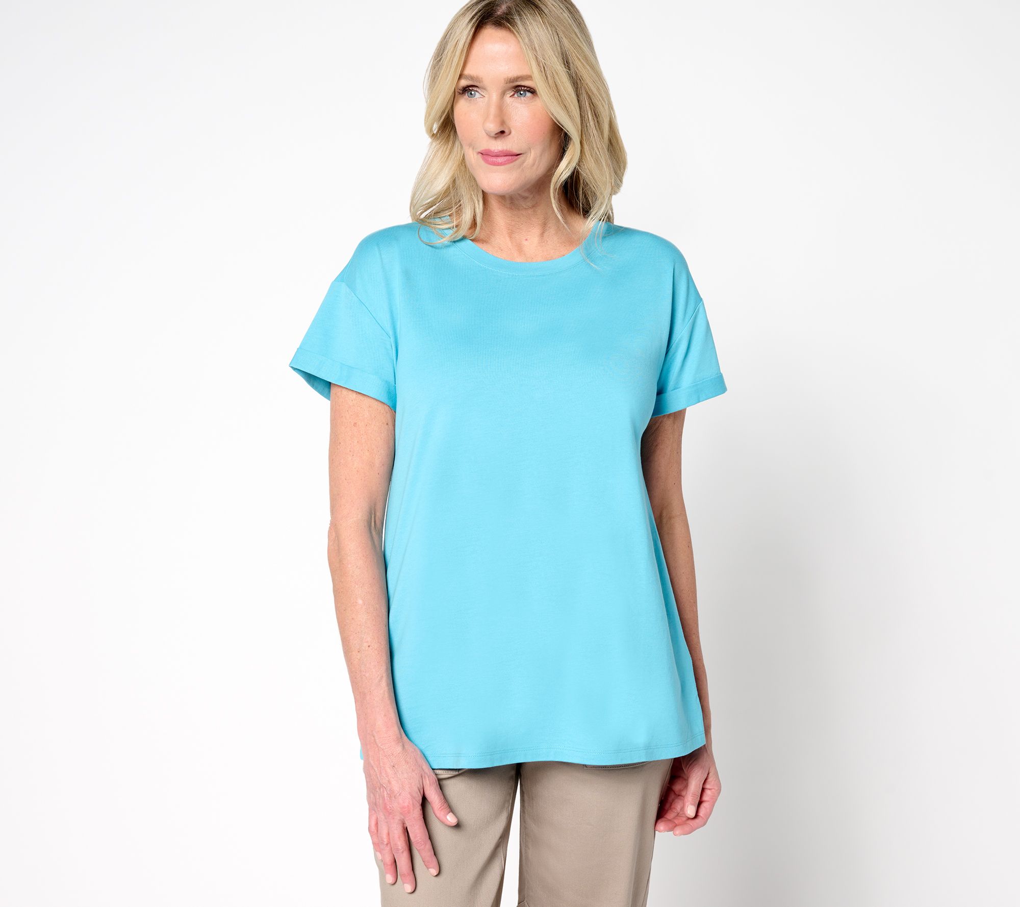 "As Is" LOGO Principles by Lori Goldstein Knit Tee with Cuff Sleeve