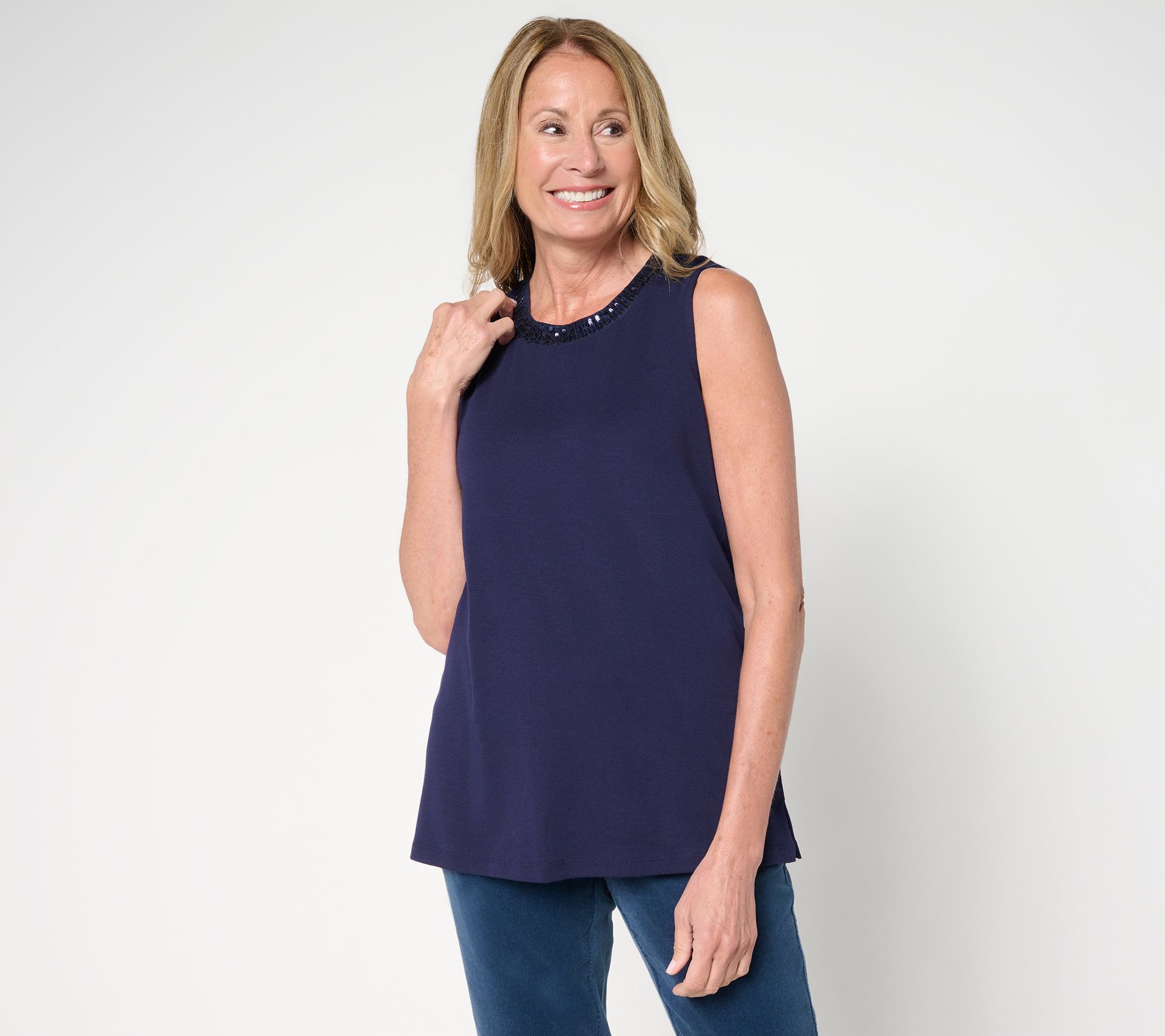 Jingle Belles by Kim Gravel TripleLuxe Knit Baby Sequin Trim Tank