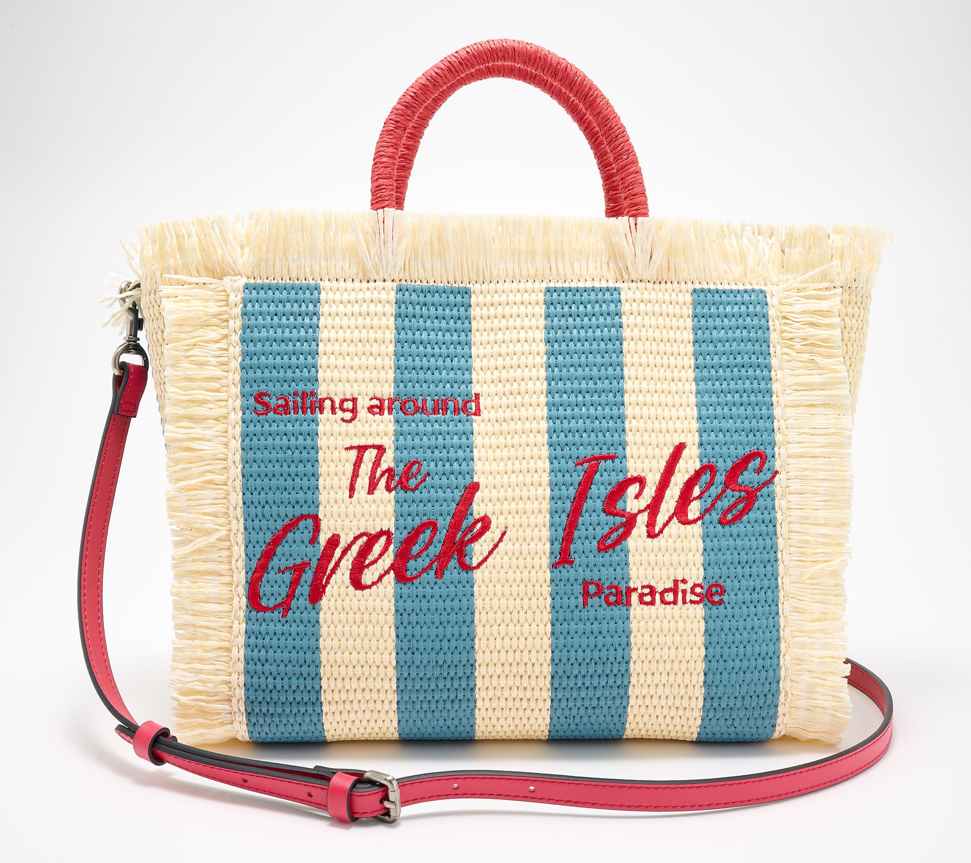 "As Is" Patricia Nash Straw "Memories of Greece" Large Tote