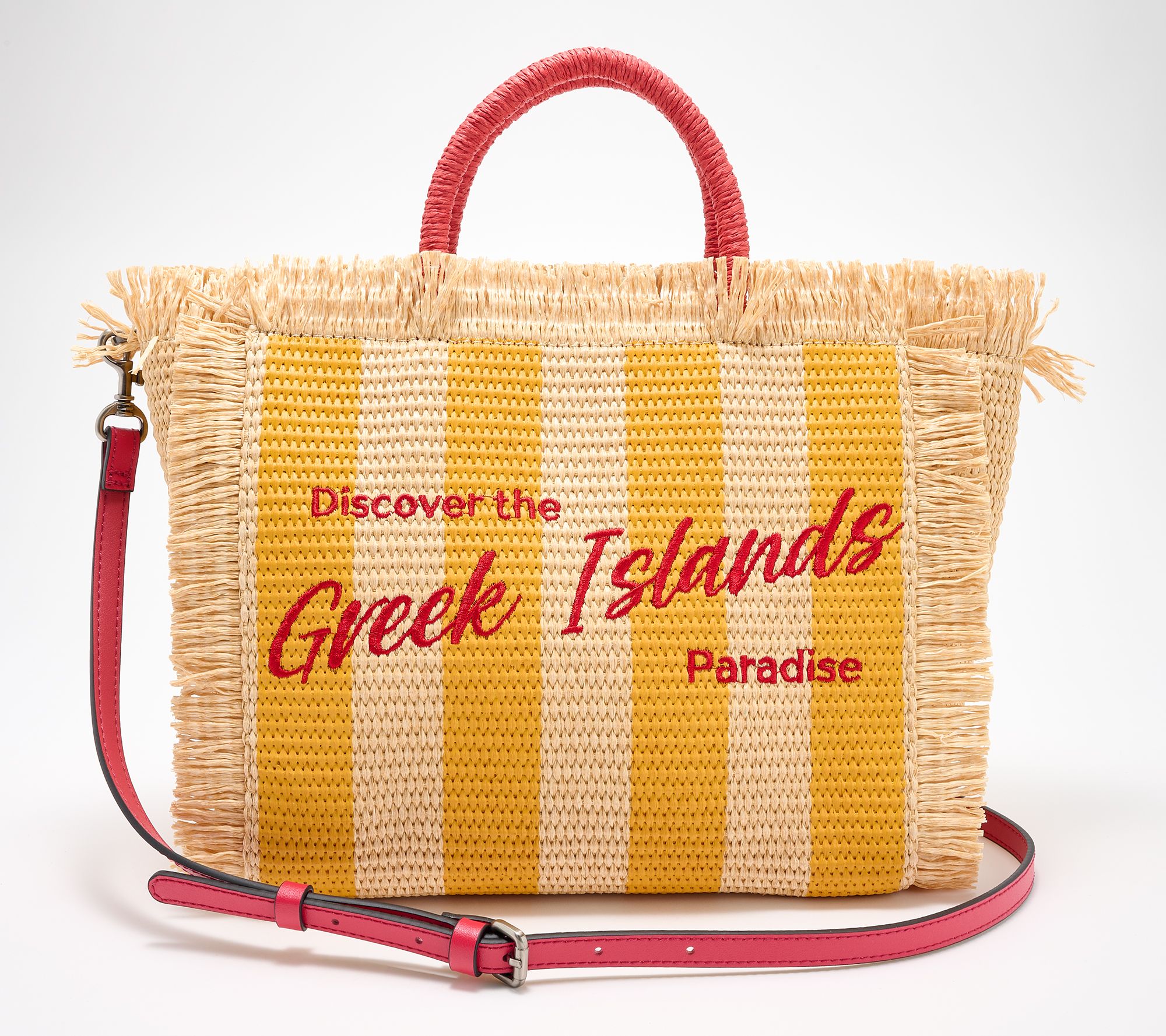 "As Is" Patricia Nash Straw "Memories of Greece" Large Tote