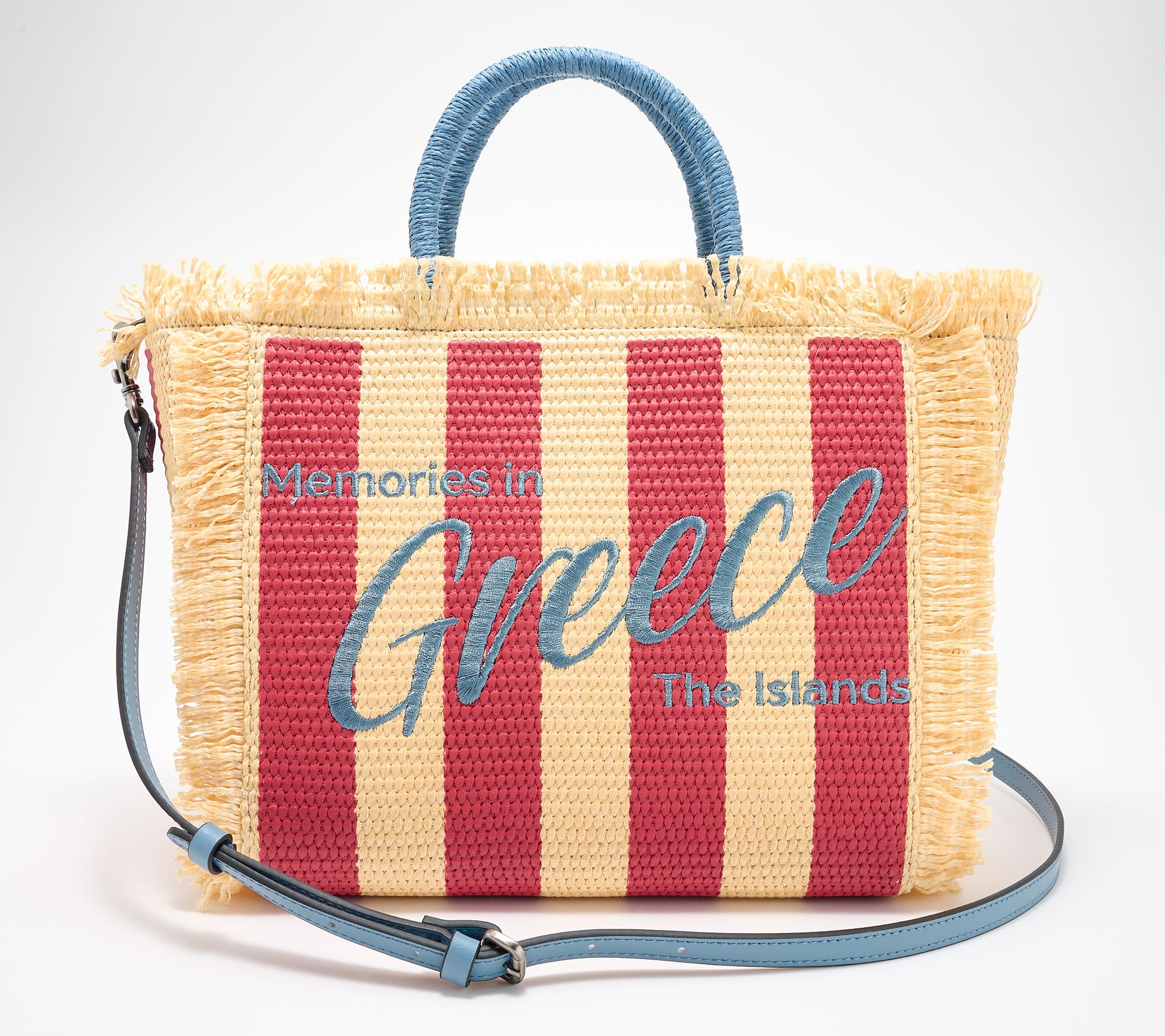 "As Is" Patricia Nash Straw "Memories of Greece" Large Tote