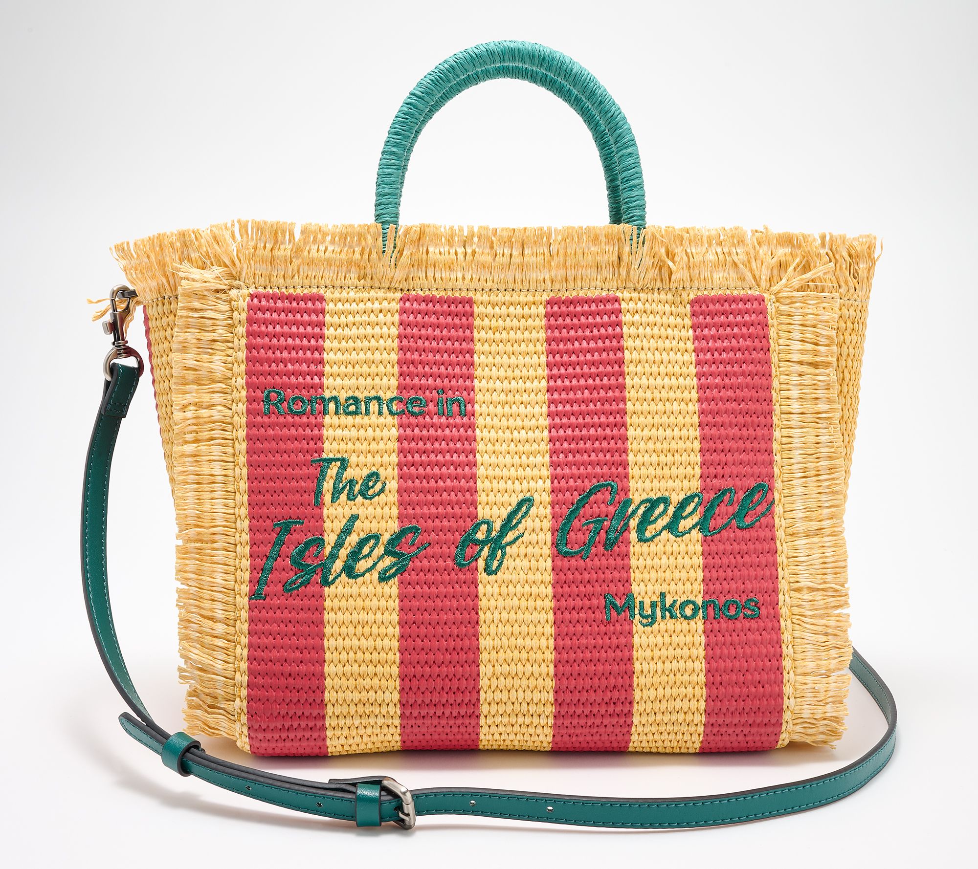 "As Is" Patricia Nash Straw "Memories of Greece" Large Tote