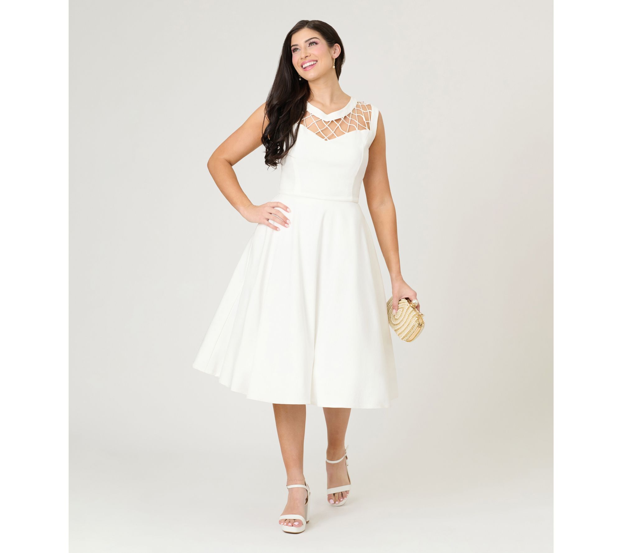 Unique Vintage Ivory Diamond Cable Swing Dress