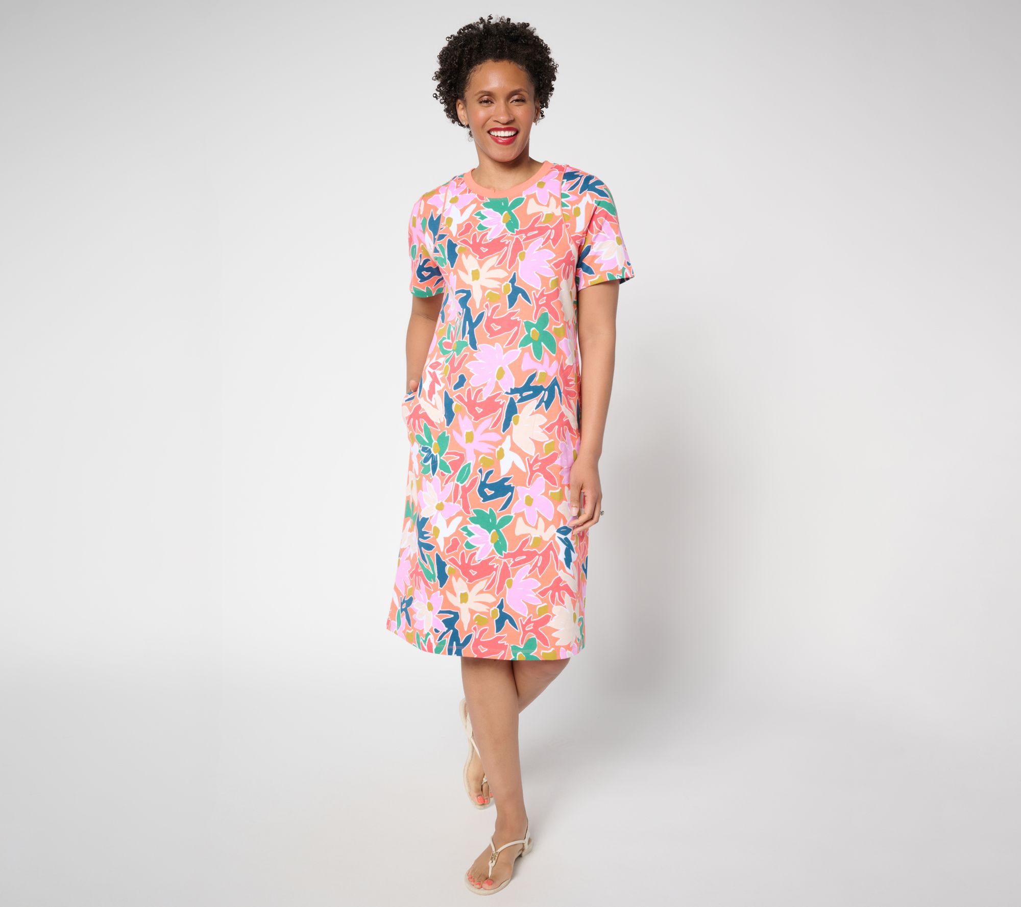 "As Is" Sport Savvy Printed Cotton Span T-Shirt Dress
