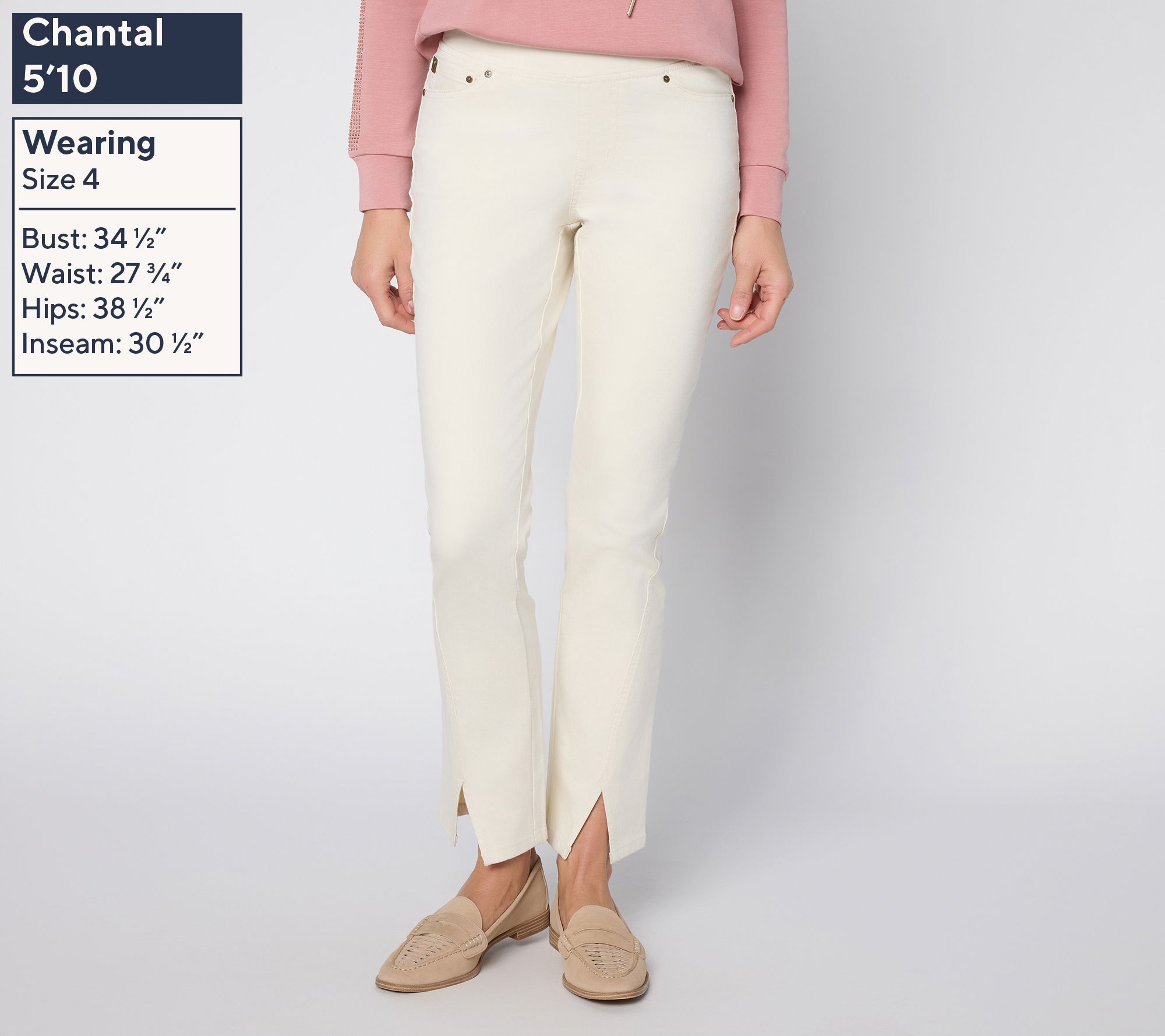 Belle ˖⋆　1002 Belle by Kim Gravel Regular TripleLuxe Twill Split Hem Jean - QVC.com