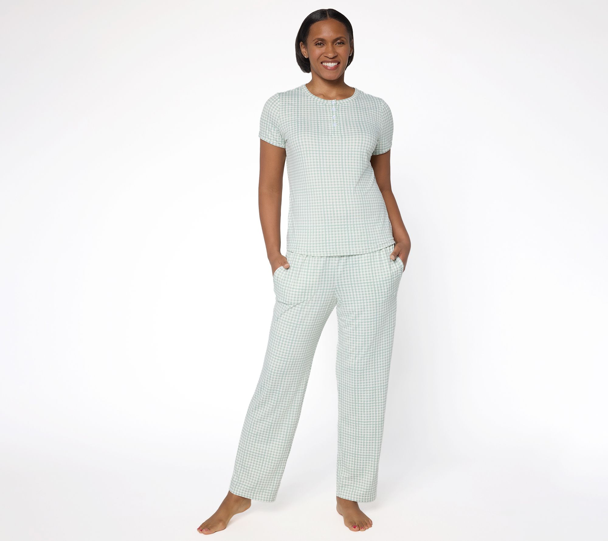 Berkshire Homewear Petite Silky Smooth Henley and Pant Pajama Set