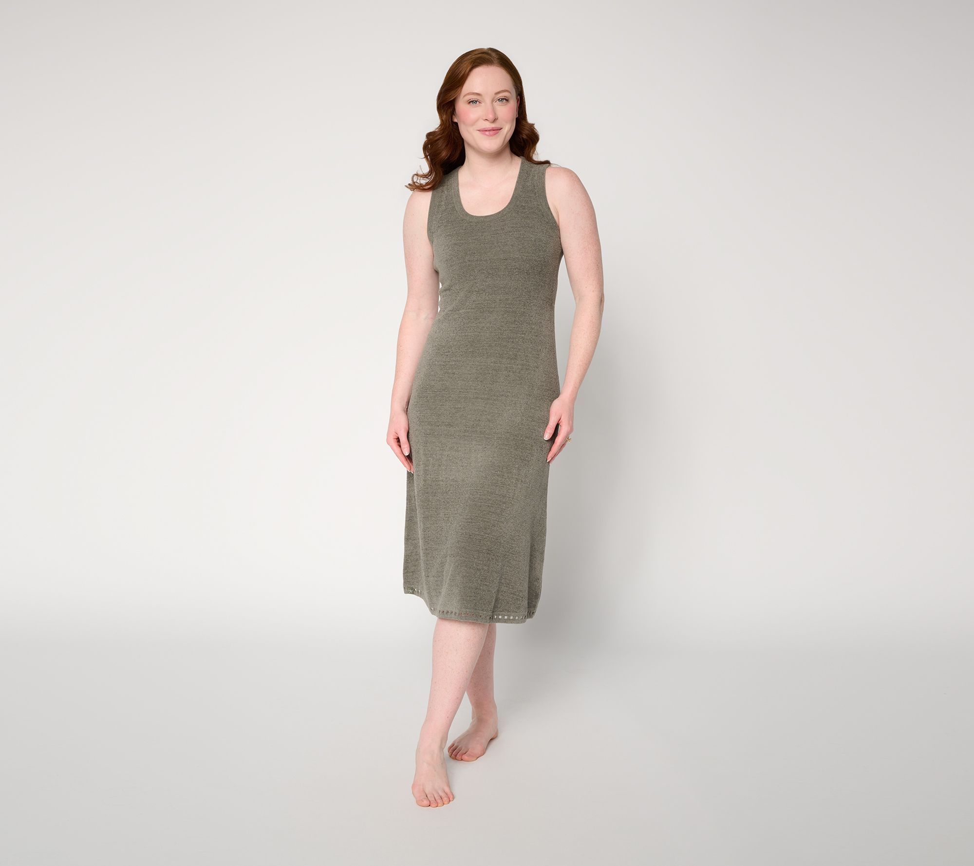 Barefoot Dreams Regular CozyChic Ultra Lite Square Trim Midi Dress