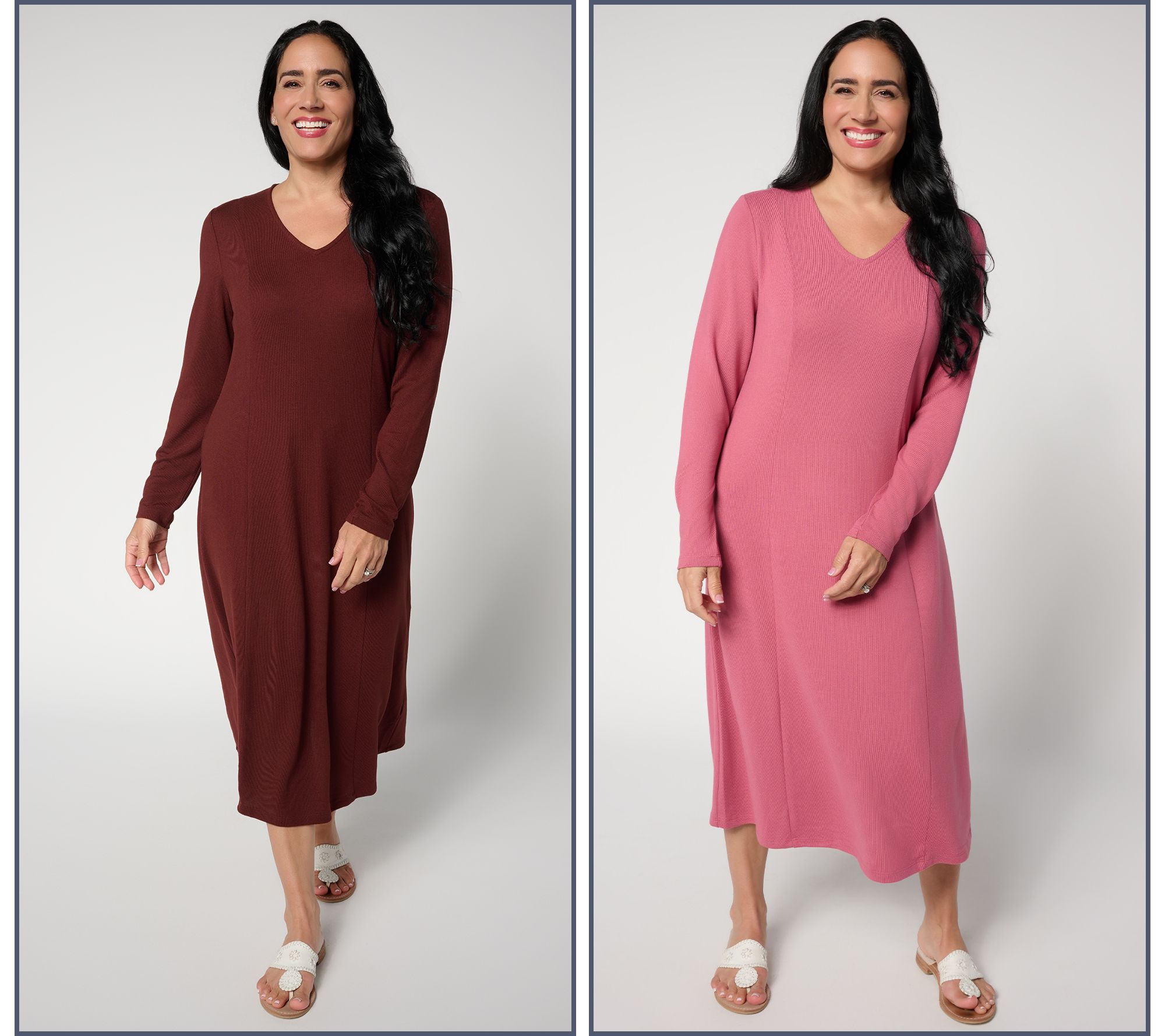 "As Is" Denim & Co. Essentials Reg Heavenly Jersey 2-Pack Dresses