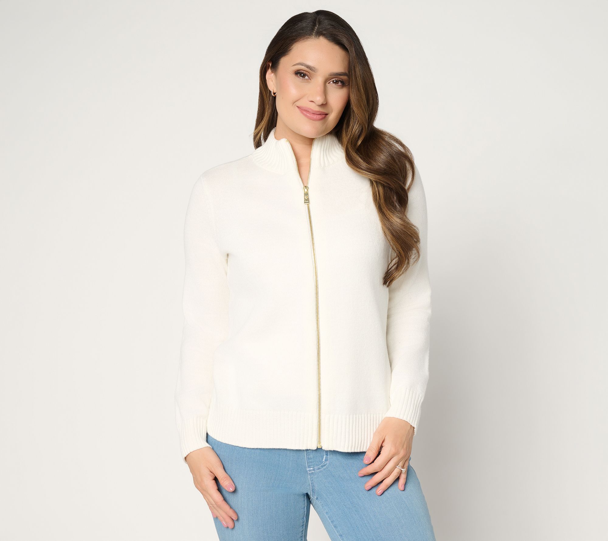 Belle by Kim Gravel All American Goldtone Zip Cardigan