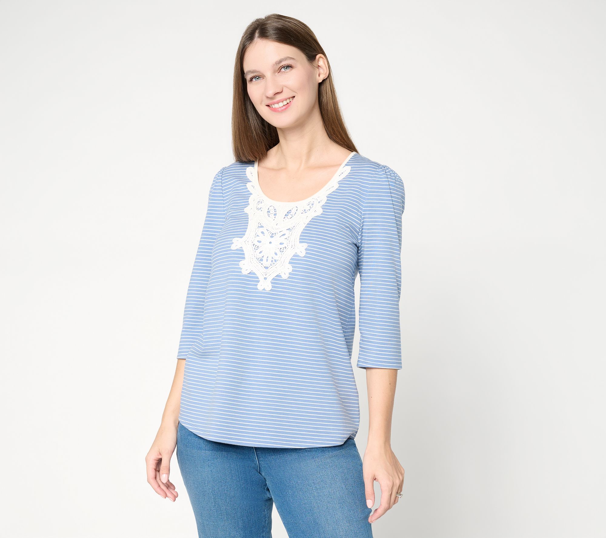 Ree by the Pioneer Woman Scoop Neck Top with Lace Trim