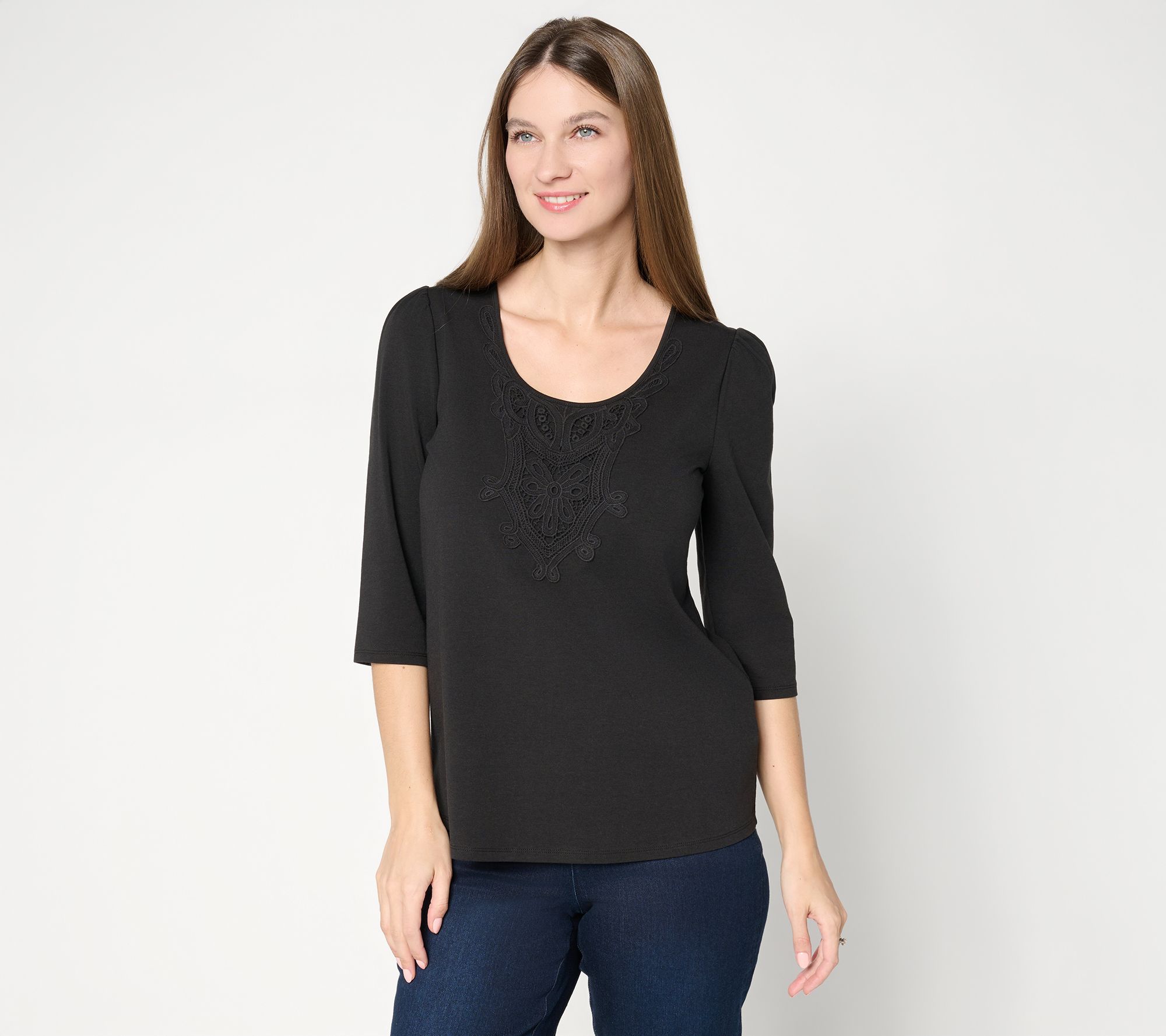 Ree by the Pioneer Woman Scoop Neck Top with Lace Trim