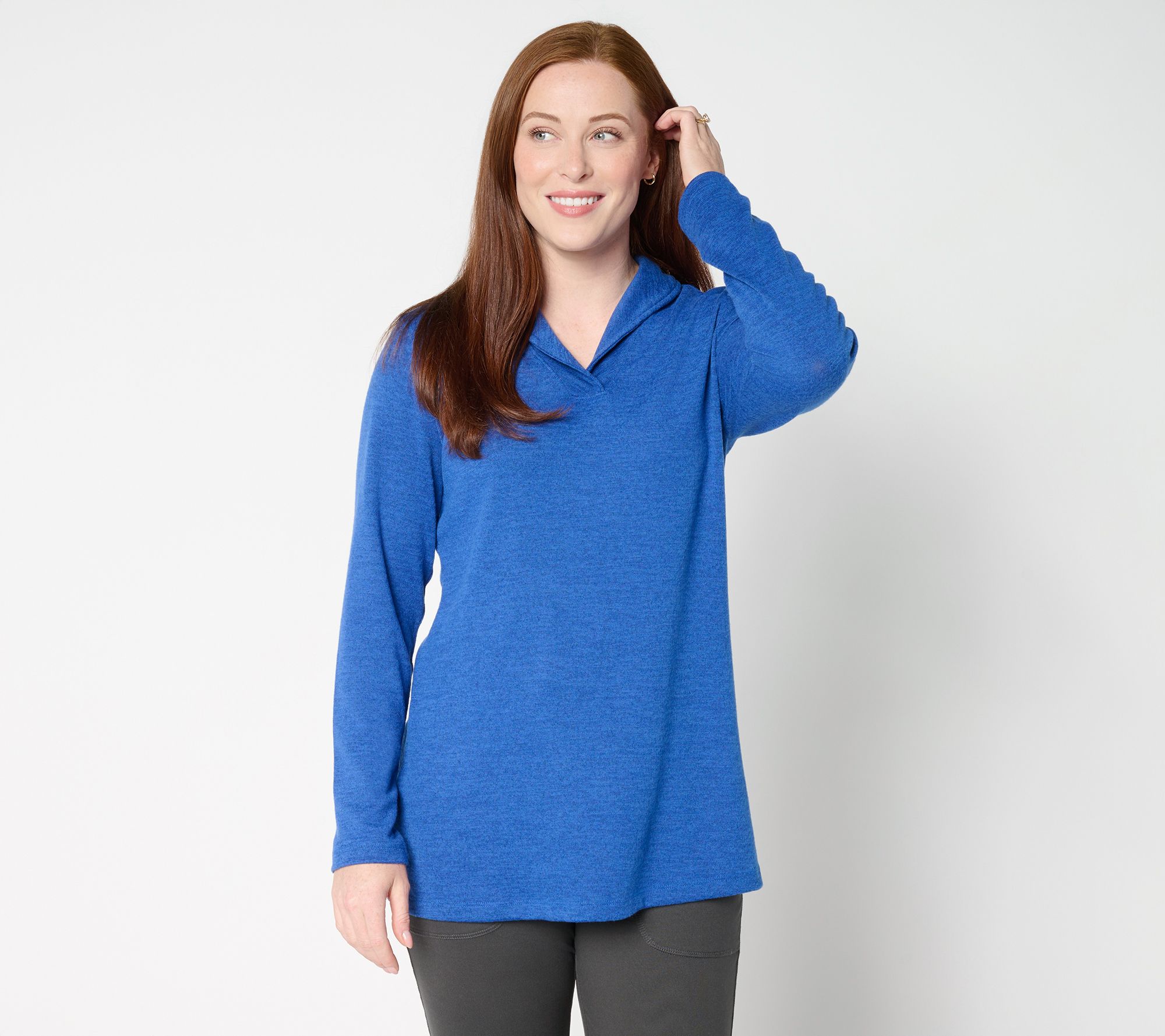 "As Is" Denim & Co. Regular Heavenly Jersey Shawl Collar Tunic