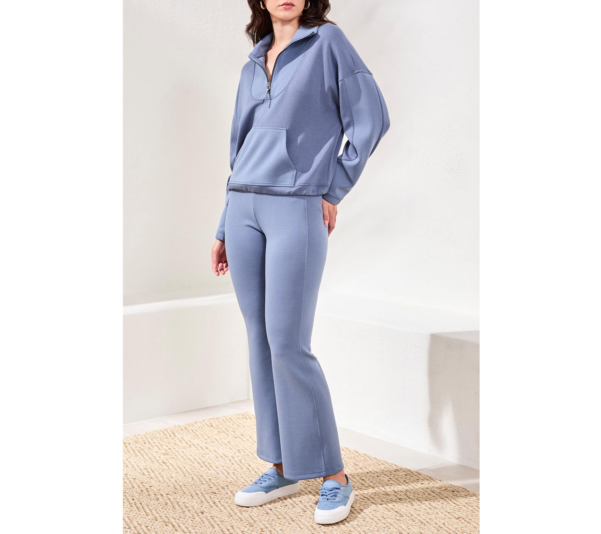 Tribal Techno Lux Zip-Accent Mock Neck Sweater