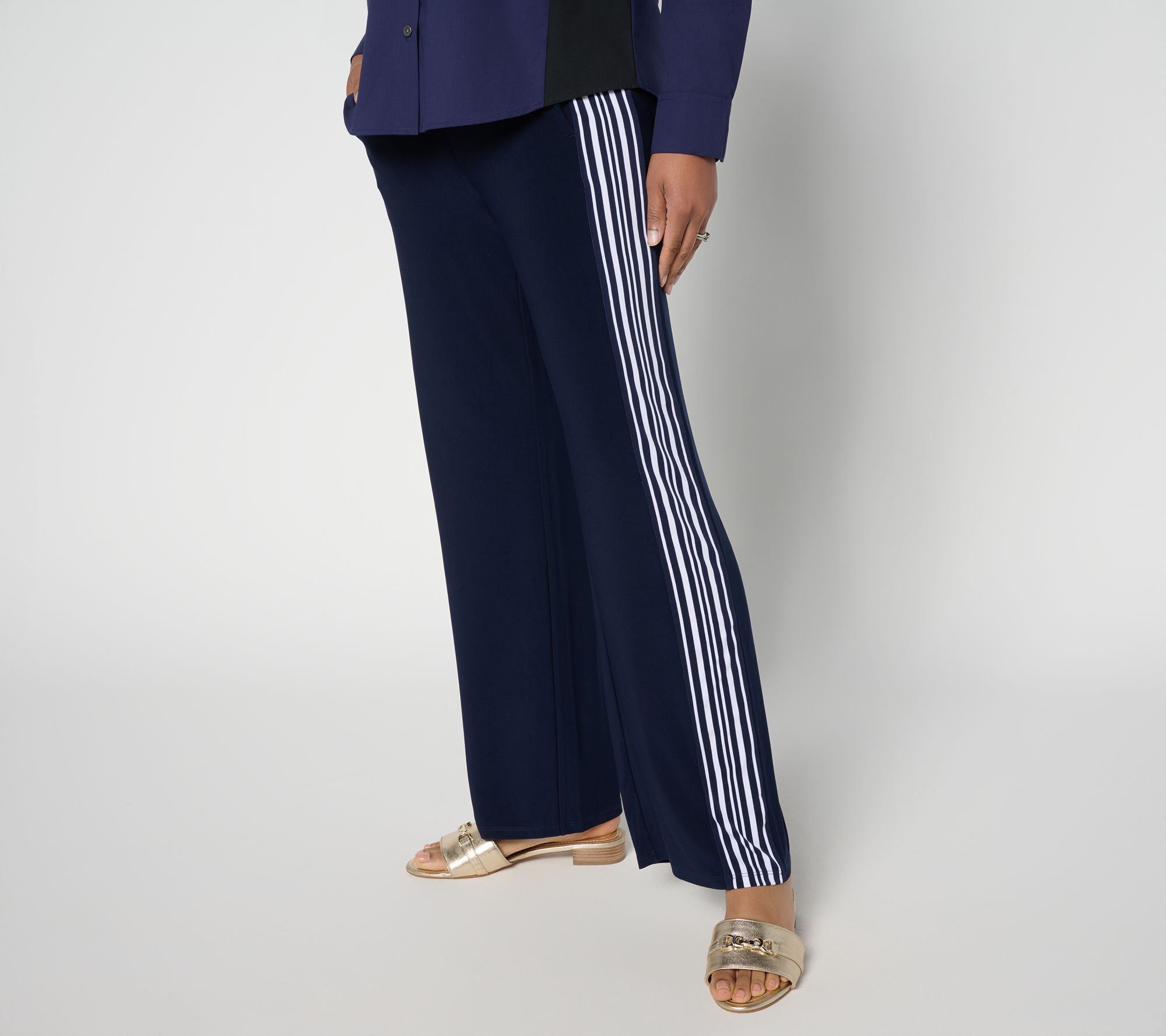 "As Is" Attitudes by Renee Regular La Roma Jersey Wide Leg Pants