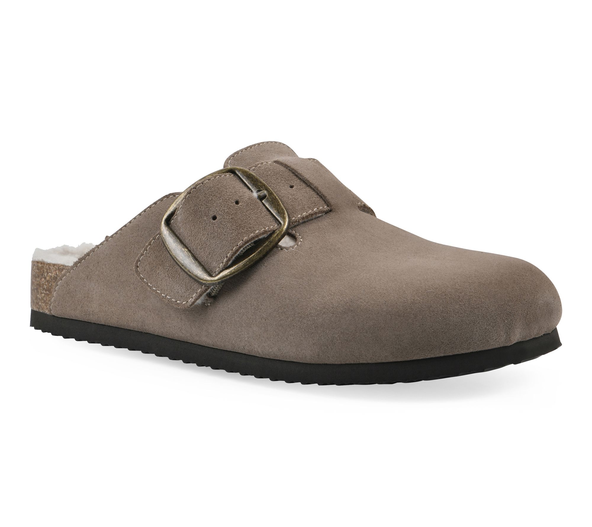 White Mountain Adjustable Leather Faux Fur Clogs - Big Sur