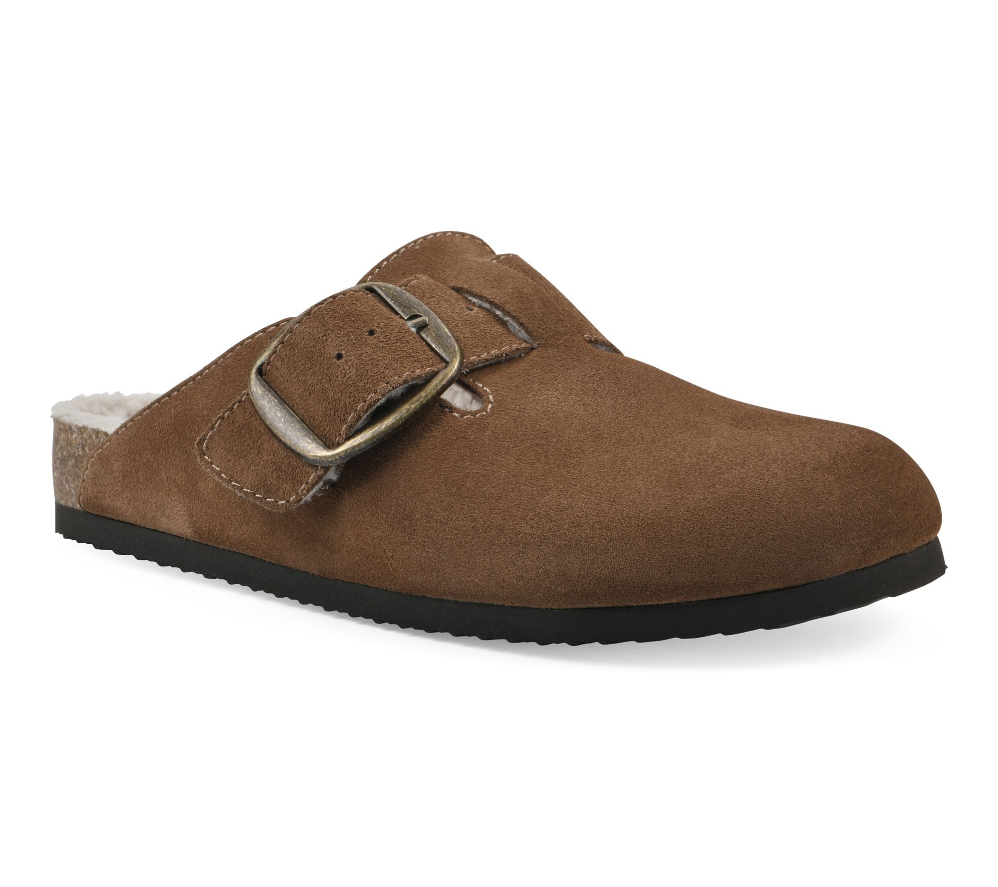 White Mountain Adjustable Leather Faux Fur Clogs - Big Sur