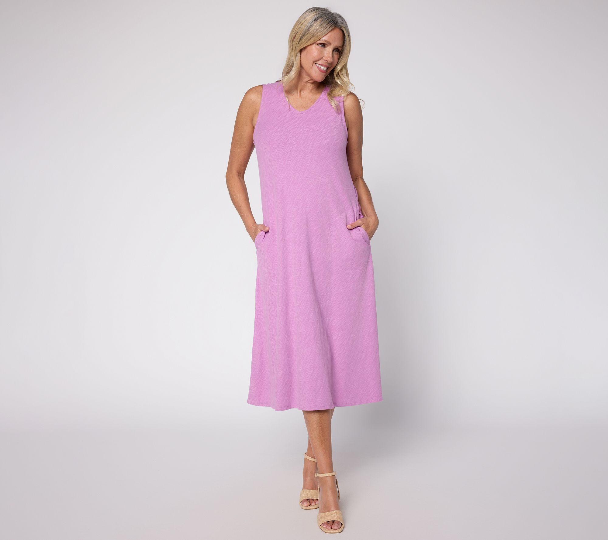 Denim & Co. Essentials Regular Cotton Slub Midi Dress