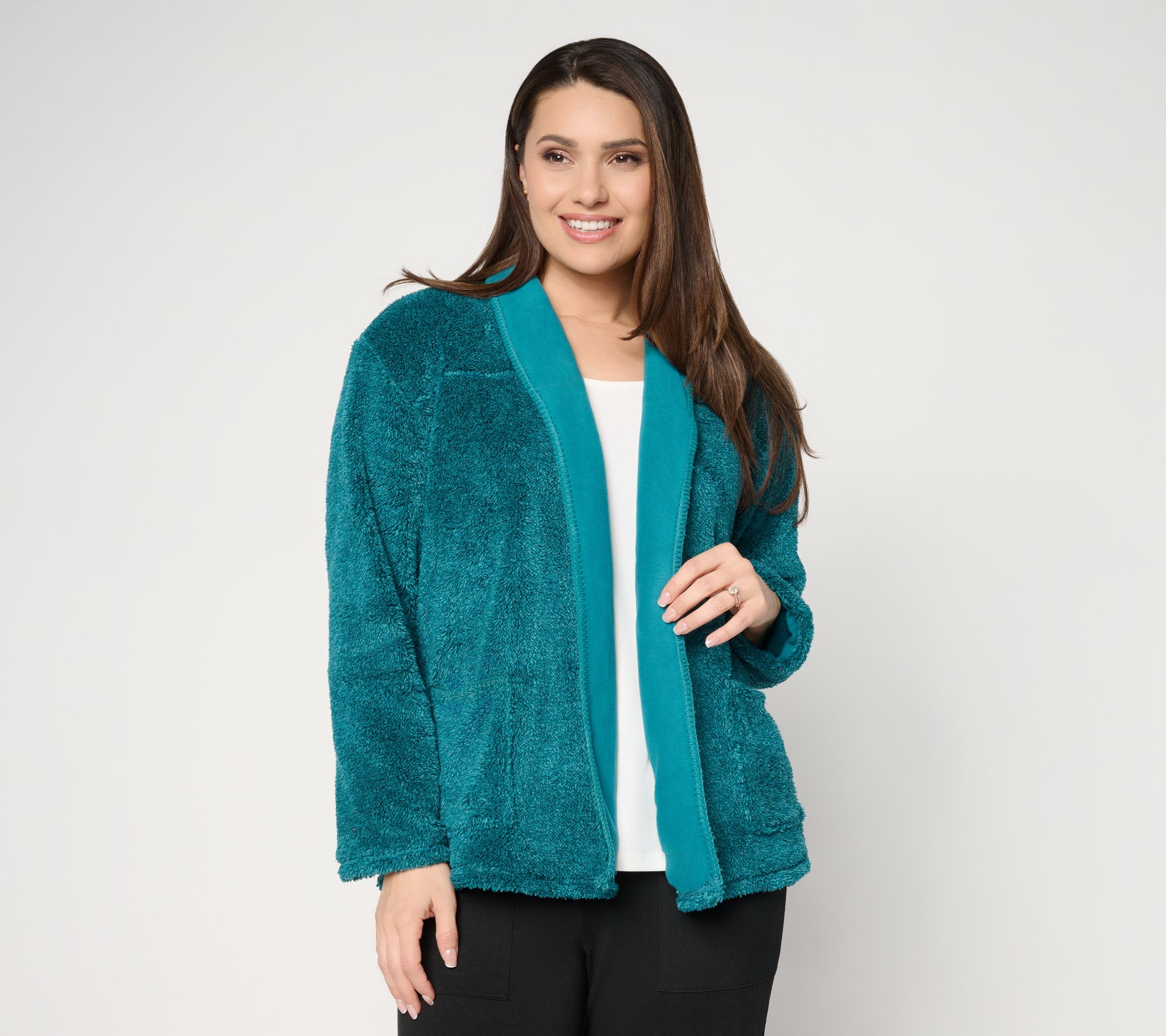"As Is" MUK LUKS Cozy Sherpa Cardigan with Pockets
