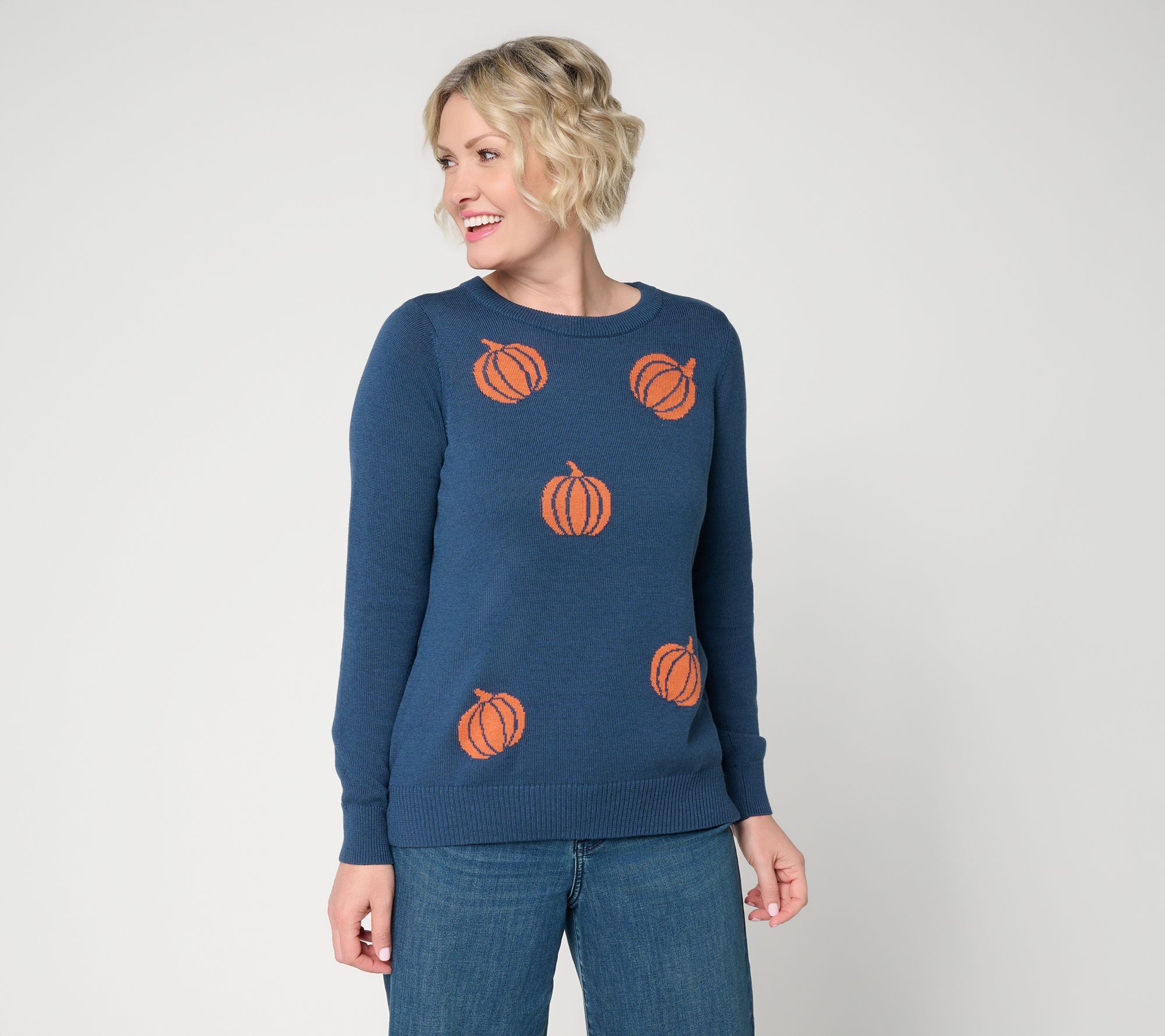 Belle by Kim Gravel Pumpkin Patch Intarsia Sweater